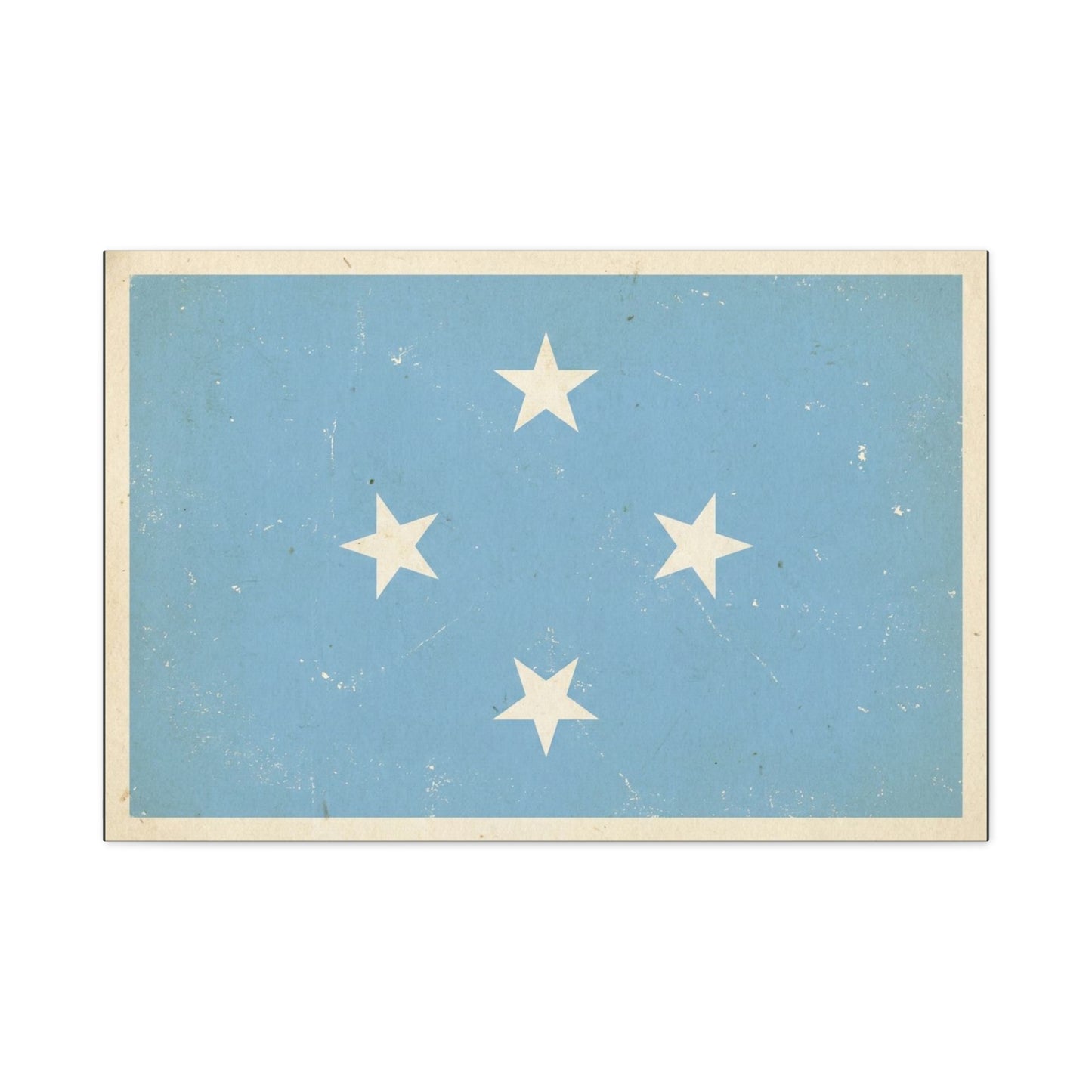 Micronesia Flag Canvas Wall Art - Vintage Blue Four White Stars Print - Distressed Patriotic Island Decor - Coastal Style Living Room Wall Decor, Bedroom Home Decoration - Bedroom Home Decoration