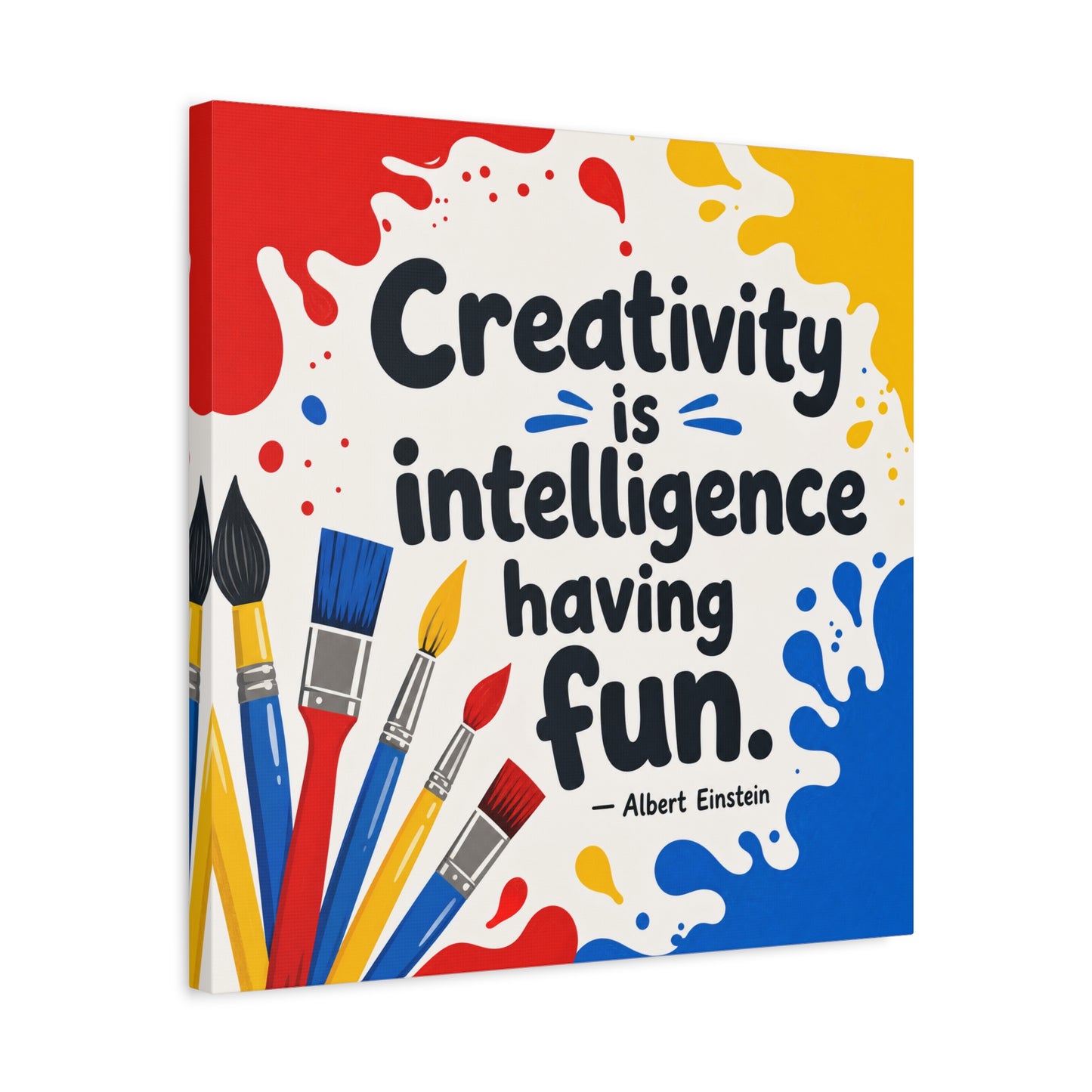 "Creativity Is Intelligence Having Fun." Albert Einstein Canvas Wall Art - Colorful Quote Print, Classroom Decor, Teacher Office Wall Hanging, Kids Playroom Home Decoration - Bedroom Home Decoration