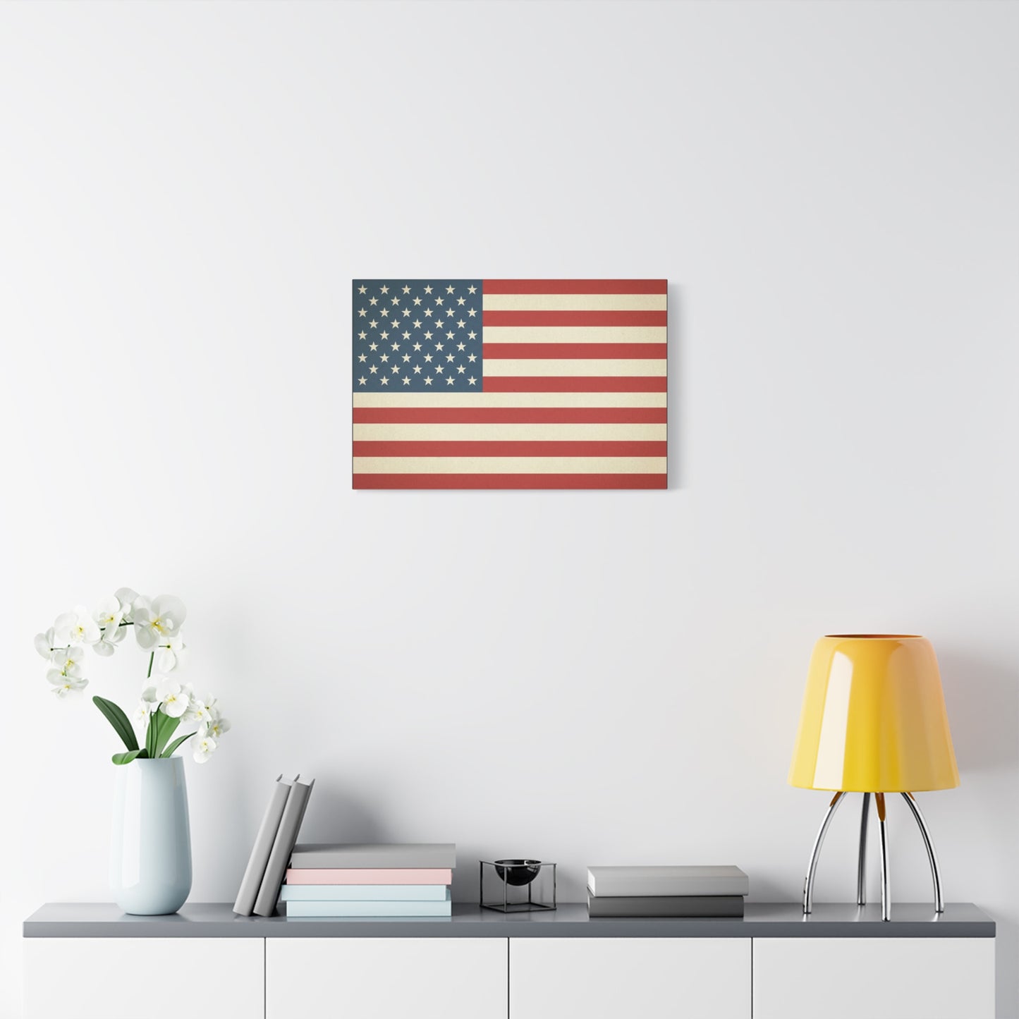Vintage American Flag Canvas Wall Art - Patriotic USA Stars And Stripes Print, Rustic Americana Decor - Matte Cotton Artwork - Living Room Wall Decor - Bedroom Home Decoration - Modern Farmhouse Style