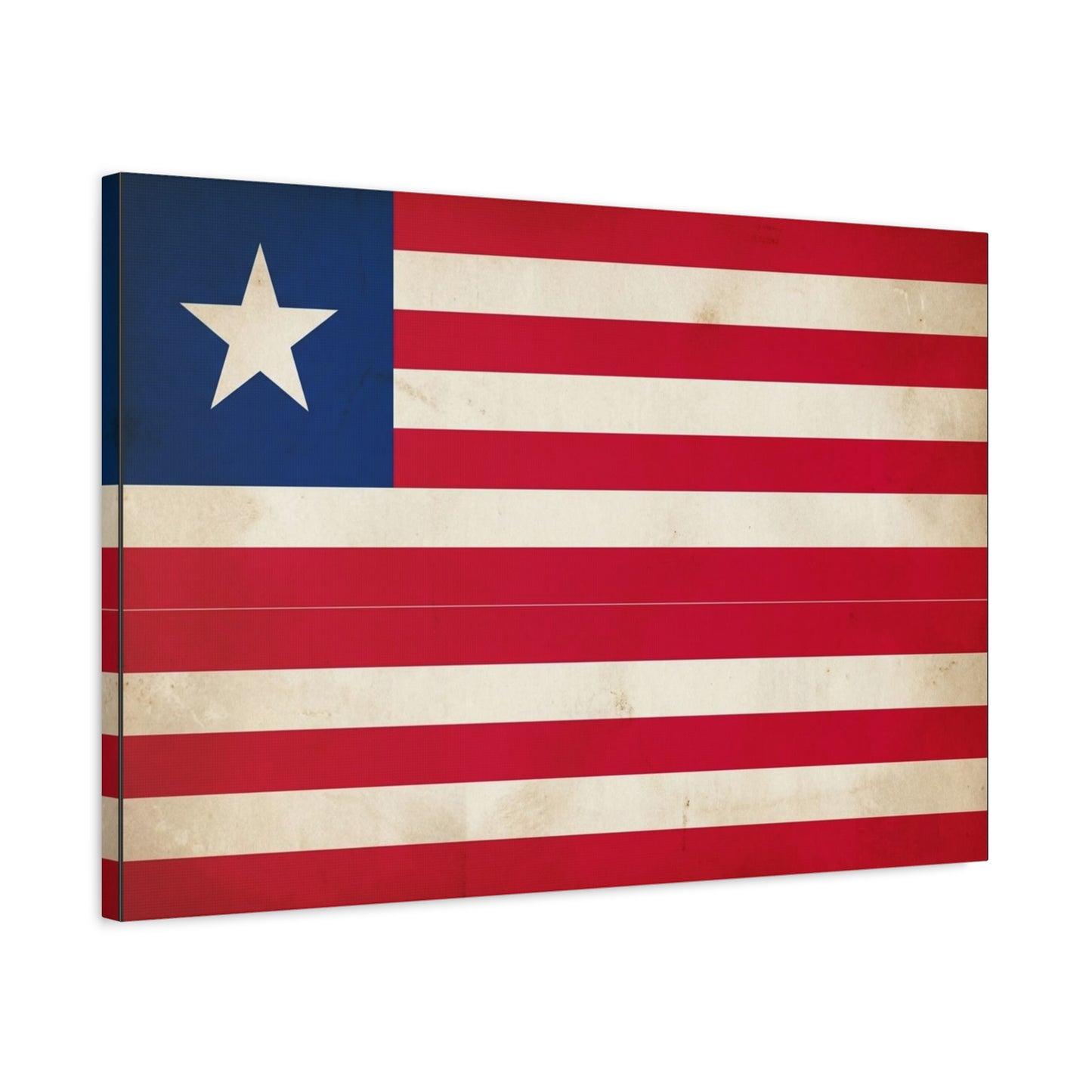 Liberia Flag Canvas Wall Art - Vintage Patriotic Print, Distressed Red White Blue Banner - Matte Cotton Artwork - Living Room Wall Decor, Office Art, Study Room Accent Style - Bedroom Home Decoration