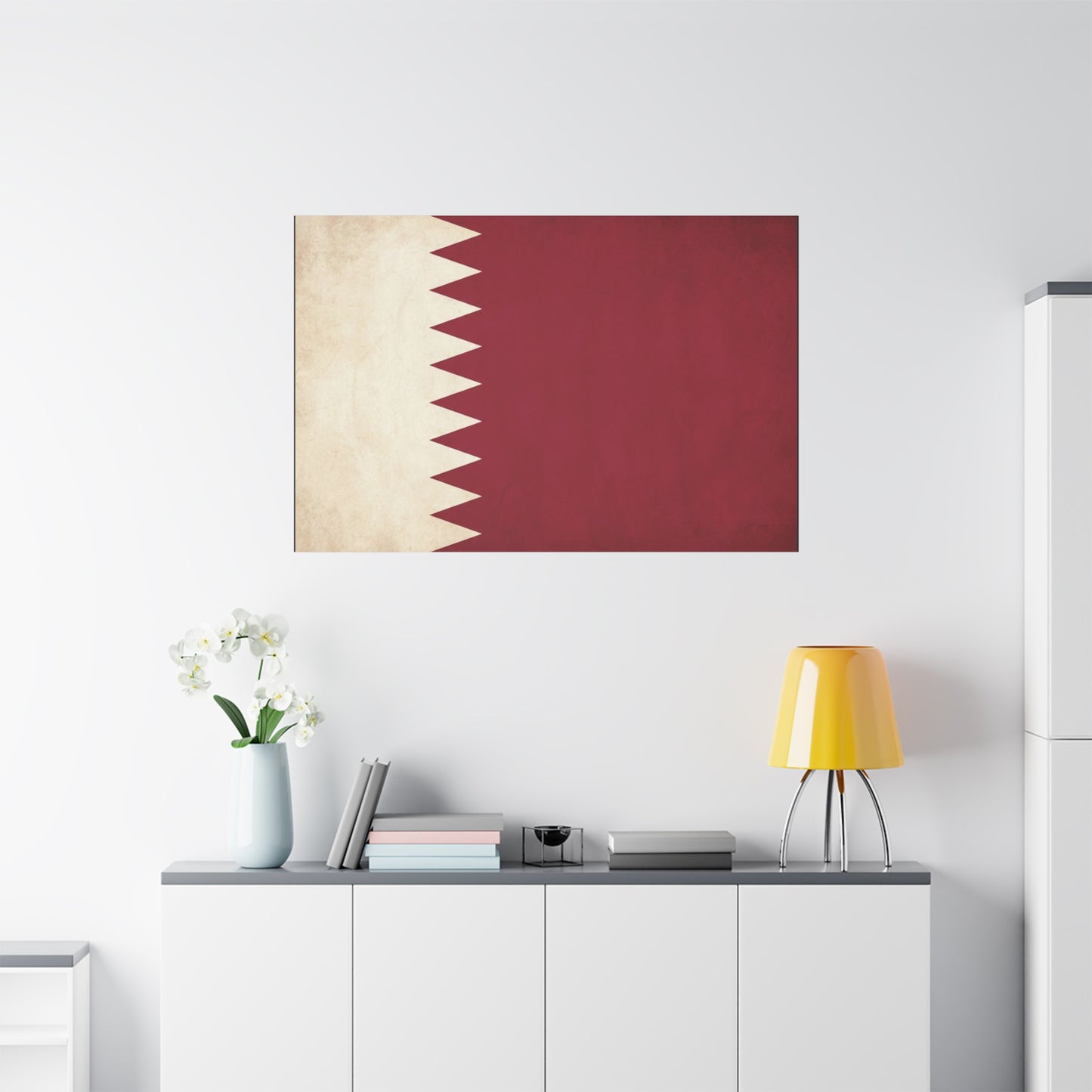 Bahrain Flag Canvas Wall Art - Vintage Red And White National Banner Print - Patriotic Minimalist Decor - Living Room Wall Decor, Office Art - Bedroom Home Decoration - Bedroom Home Decoration