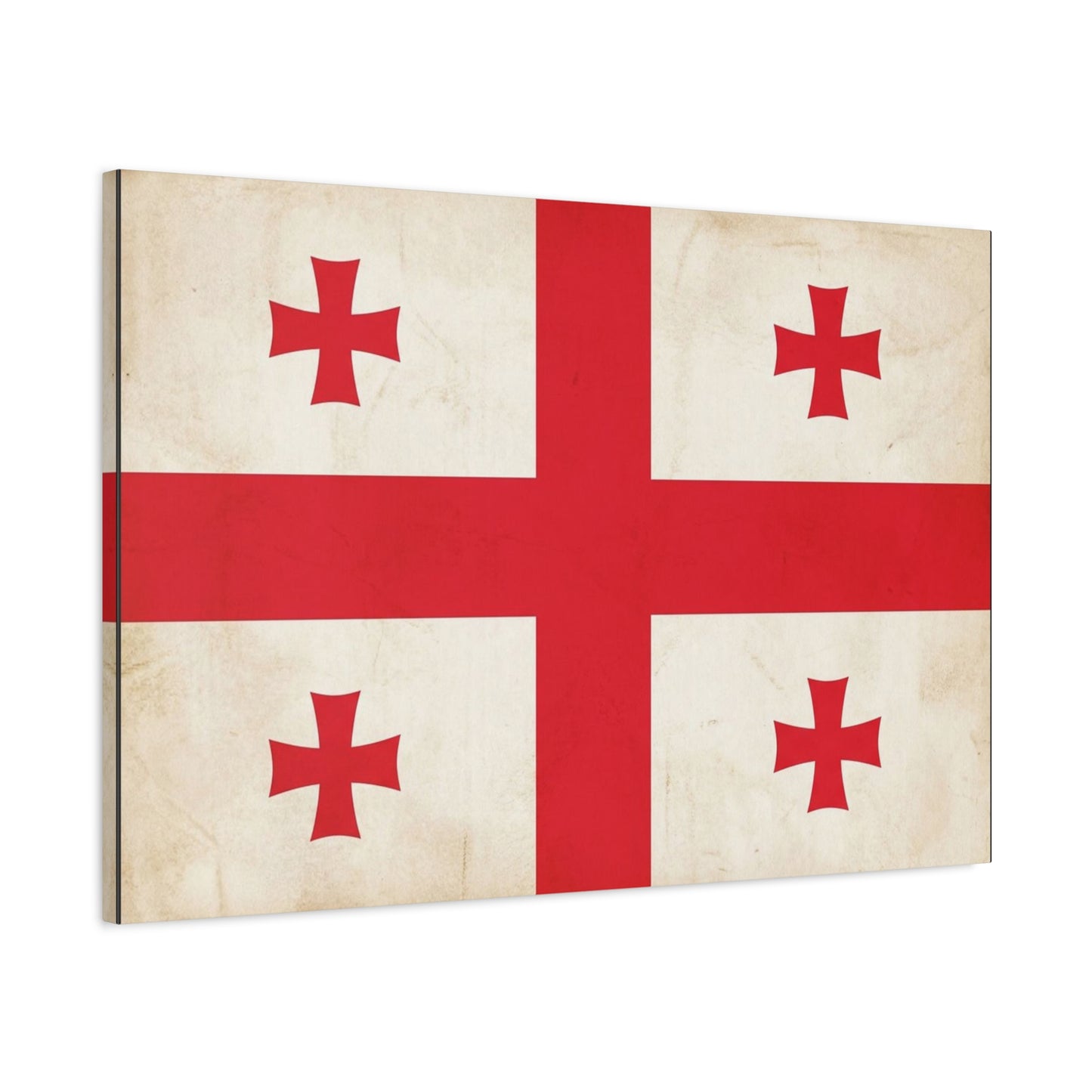 Georgia Flag Canvas Wall Art - Vintage Georgian Cross Flag Print, Patriotic Heritage Decor - Matte Cotton Artwork - Living Room Wall Decor, Office Accent - Bedroom Home Decoration - Ready to Hang