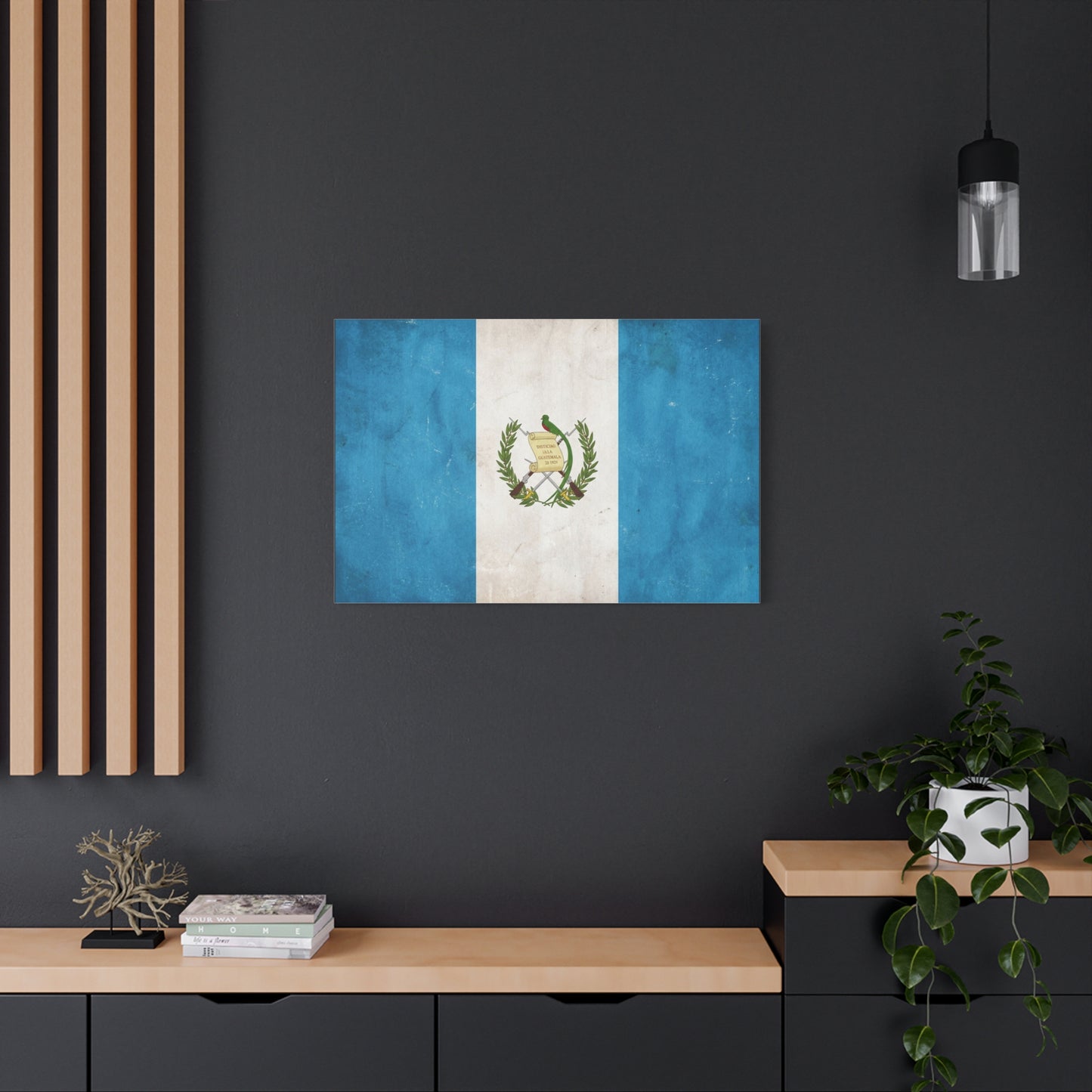 Guatemala Flag Canvas Wall Art - Distintivo De La Guatemala 15 1823 Vintage Blue White Banner Print - Patriotic Decor, Living Room Wall Decor, Office Accent - Bedroom Home Decoration - Ready to Hang