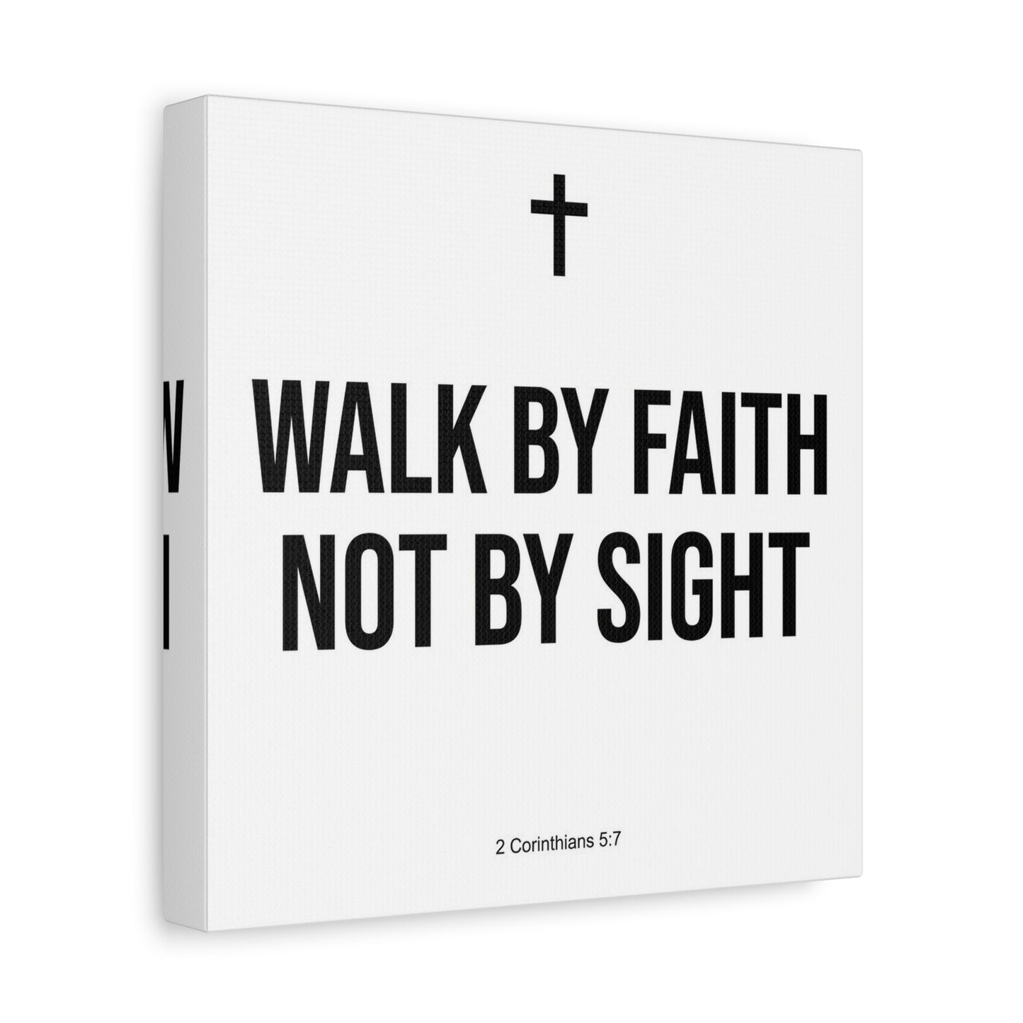 "Walk By Faith Not By Sight" Christian Canvas Wall Art - 2 Corinthians 5:7 Cross Scripture Print - Black And White Minimalist Typography Decor - Living Room Bedroom Office Home Decoration