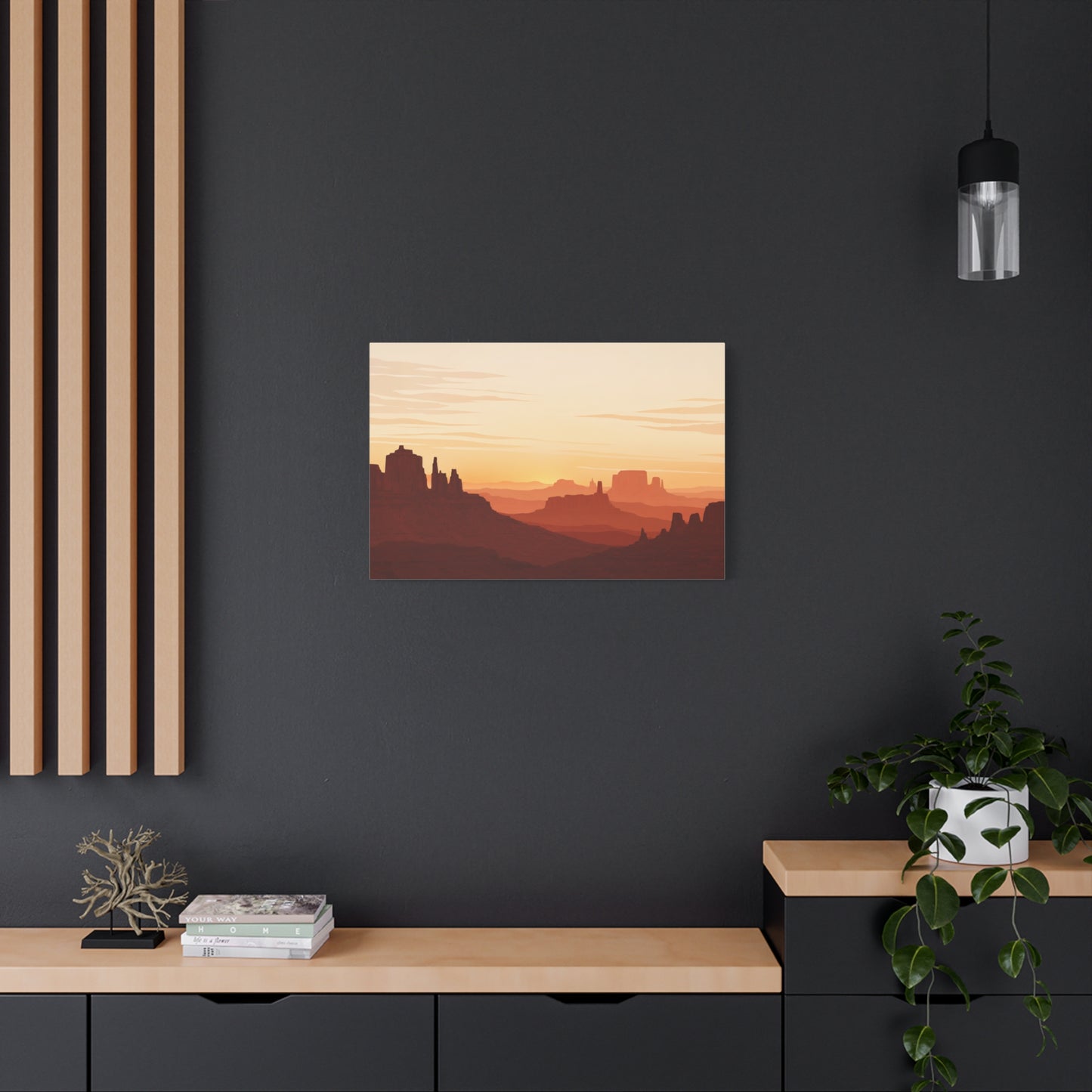 Desert Canyon Sunset Canvas Wall Art - Southwestern Mesa Landscape Print, Warm Terracotta Horizon, Contemporary Scenic Decor - Living Room Wall Decor, Bedroom Home Decoration - Bedroom Home Decoration
