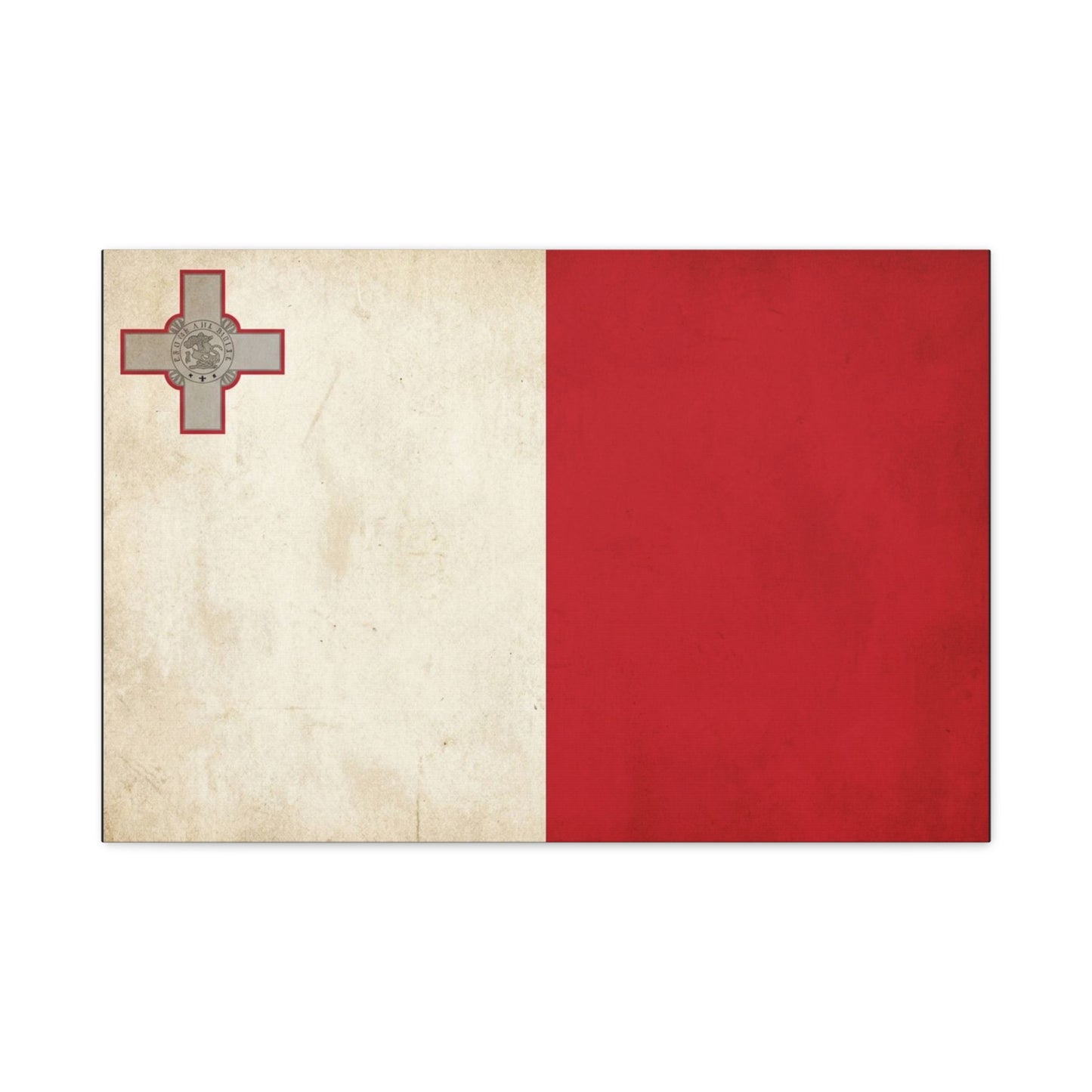 Malta Flag Canvas Wall Art - Vintage Maltese Cross National Banner Print - Red And White Patriotic Decor, Matte Finish Canvas, Living Room Wall Decor, Office Art Accent - Bedroom Home Decoration