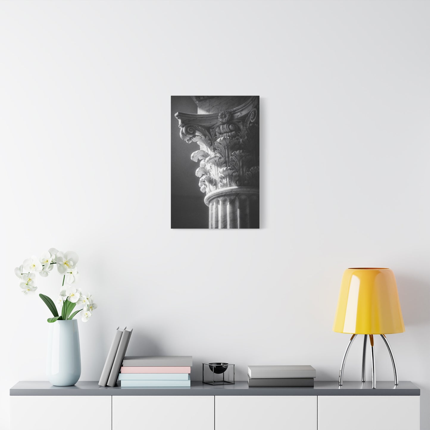 Corinthian Column Canvas Wall Art - Black And White Architectural Art Print, Matte Cotton Decor - Traditional Classical Style - Living Room Wall Decor, Office Art - Bedroom Home Decoration