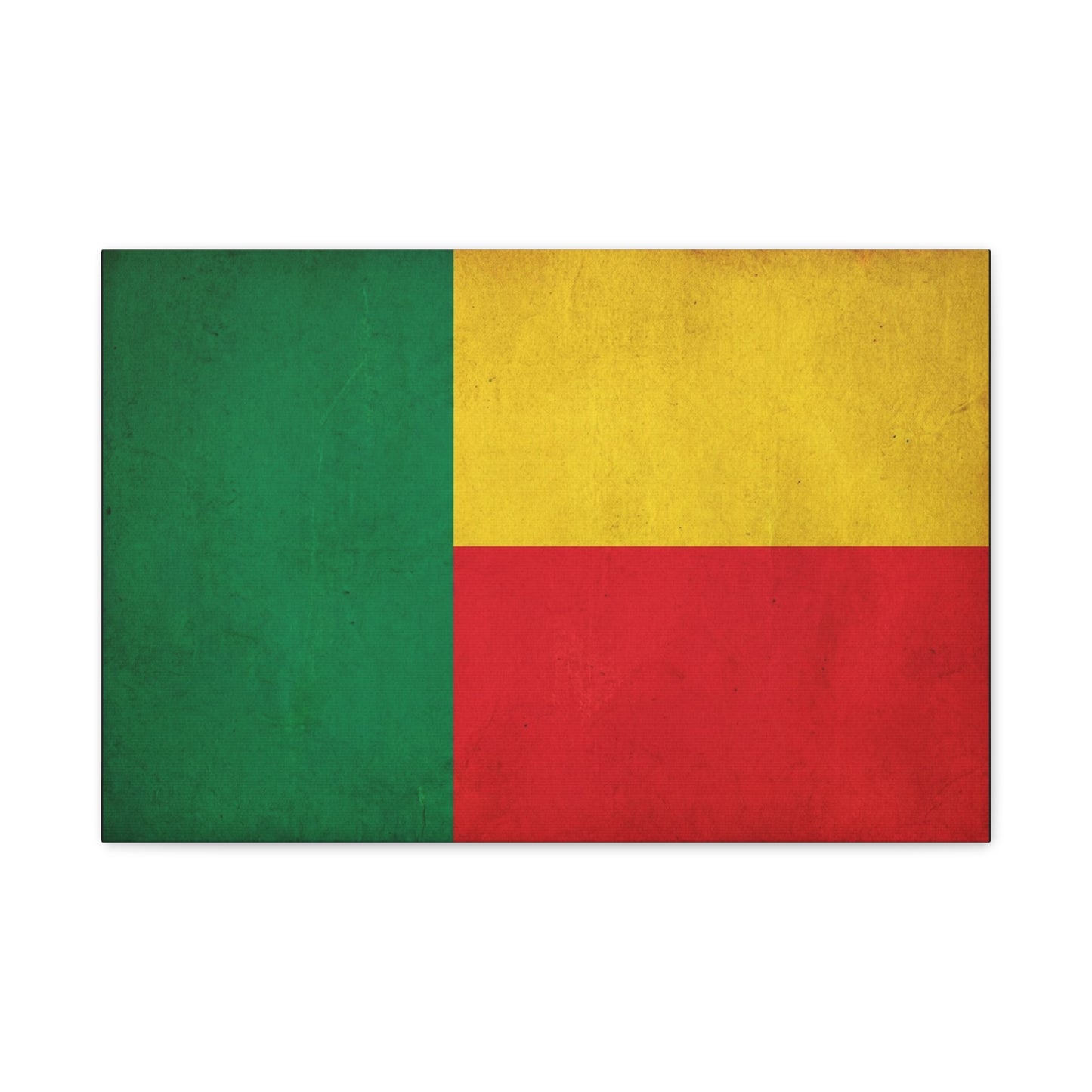 Benin Flag Canvas Wall Art - Vintage National Flag Print, Color Block Design - Matte Cotton Artwork - Cultural Pride Decor, Living Room Wall Decor, Office Art - Bedroom Home Decoration - Ready to Hang