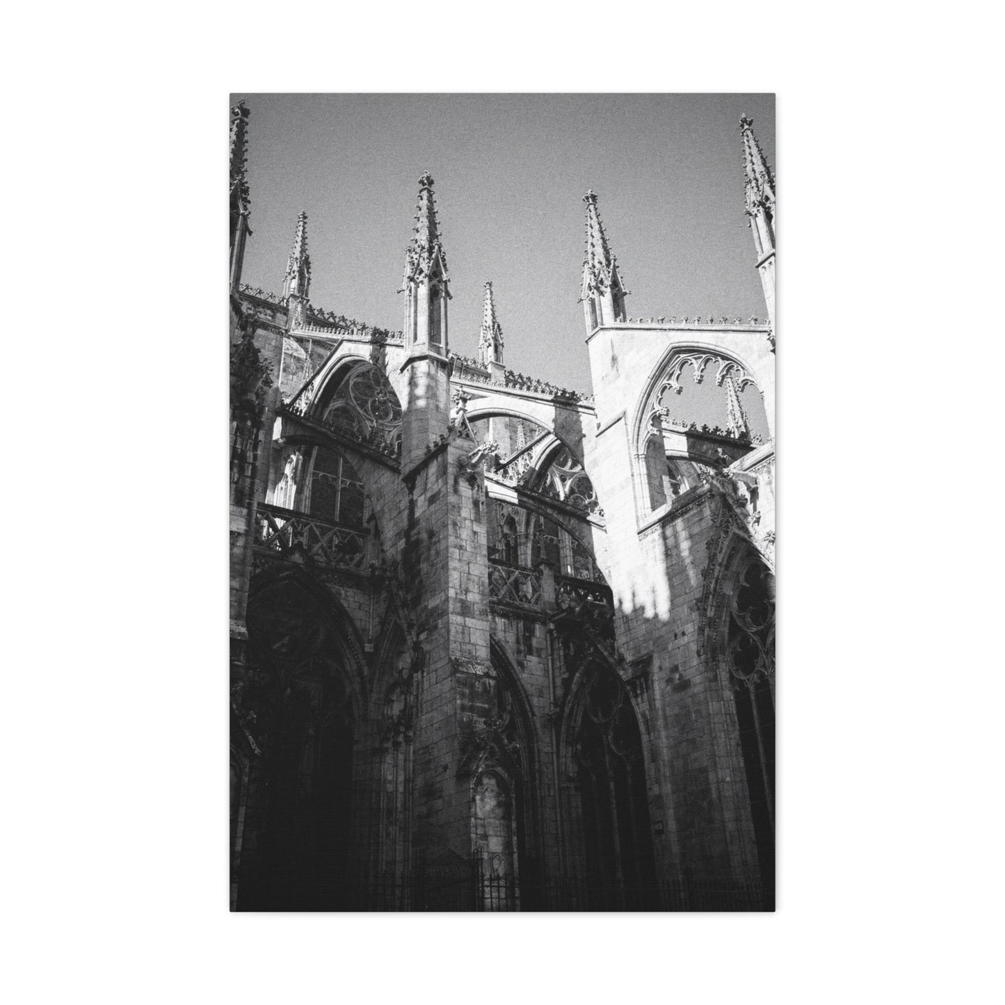 Gothic Cathedral Architecture Canvas Wall Art - Black And White Art Print - Vintage Stone Arches, Spires - Moody Traditional Style - Living Room Wall Decor Office Art - Modern Farmhouse Style