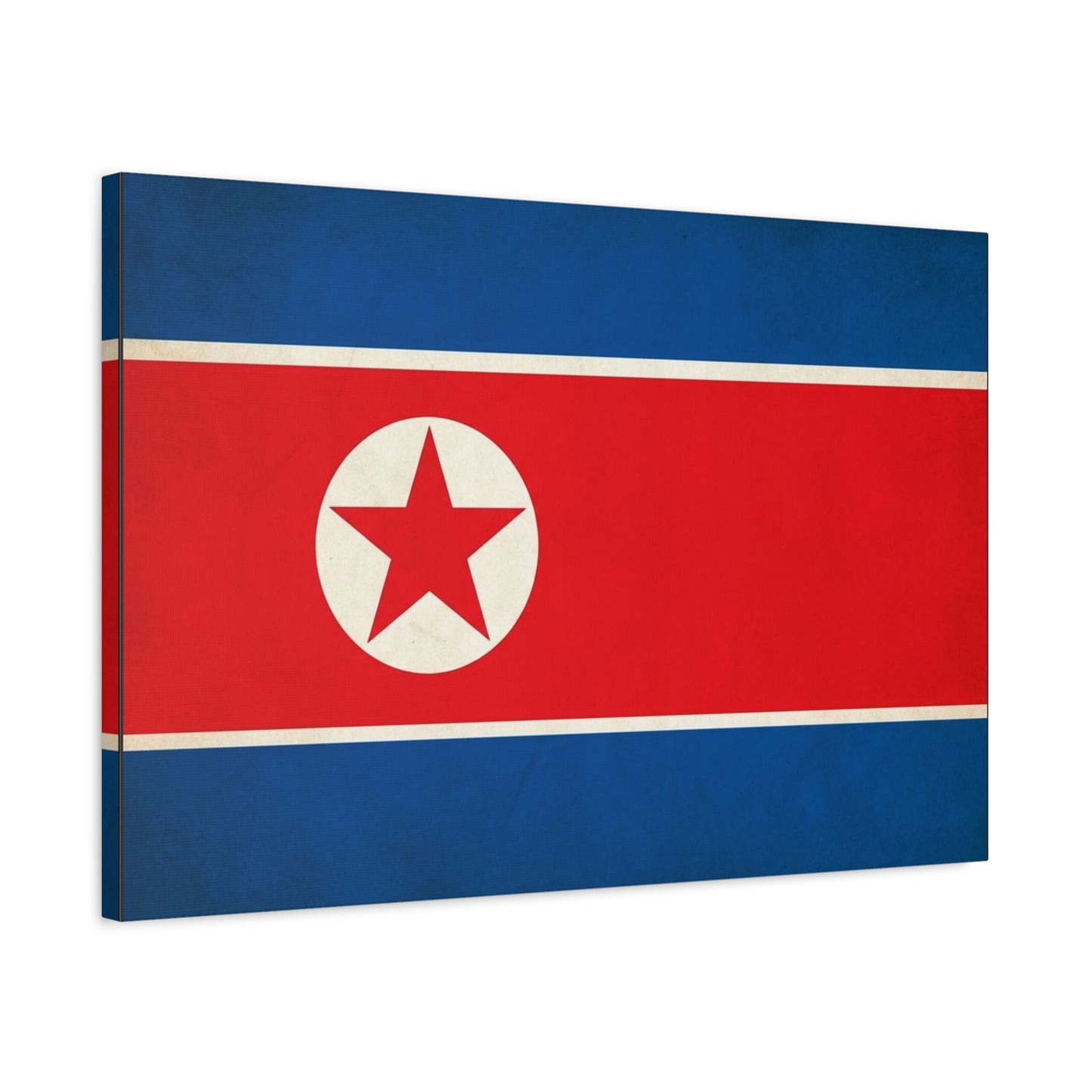 North Korea Flag Canvas Wall Art - Korean Flag Print, Patriotic Red Blue Star Design - Vintage Style Wall Decor - Living Room Home Decoration - Bedroom Home Decoration - Modern Farmhouse Style
