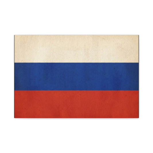 Russia Flag Canvas Wall Art - Vintage Tricolor Banner Print, Patriotic Minimalist Decor - Textured Cotton Look - Living Room Home Decoration, Office Accent - Living Room Wall Decor - Ready to Hang