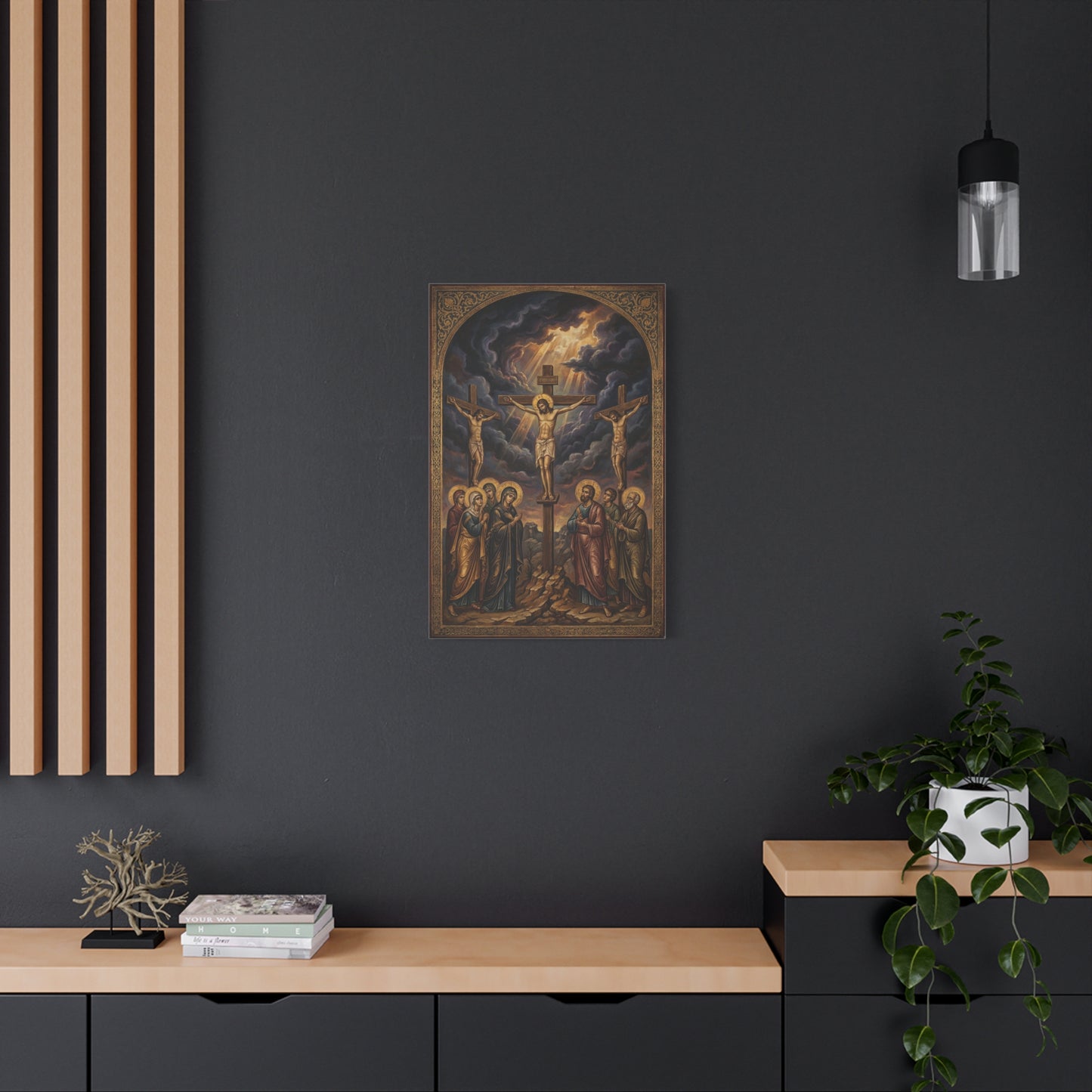 Jesus Christ Crucifixion Canvas Wall Art - Golgotha Religious Icon Painting, Sacred Cross Scene, Traditional Christian Decor - Living Room Wall Decor, Bedroom Home Decoration - Bedroom Home Decoration
