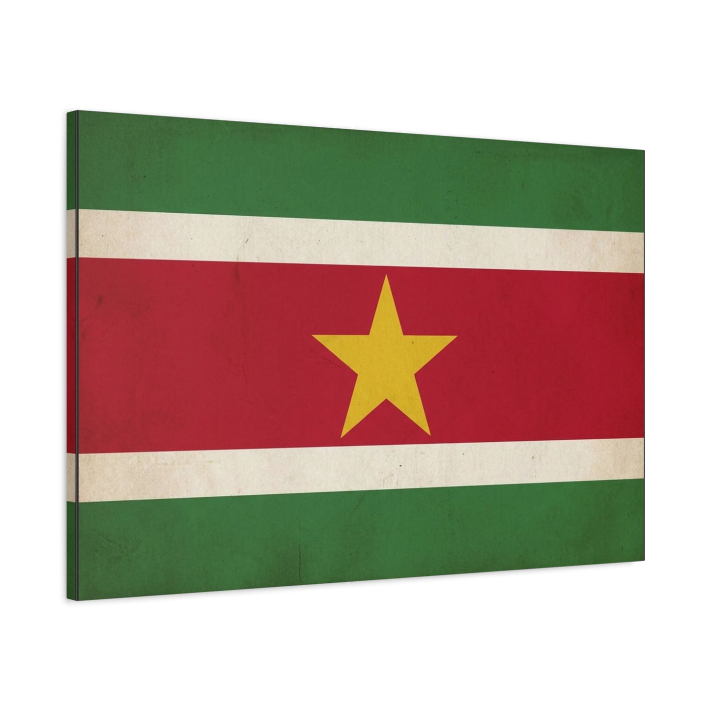 Suriname Flag Canvas Wall Art - Vintage Country Pride Decor, Retro National Banner Print - Green Red White Gold Star Design - Living Room Wall Decor - Bedroom Home Decoration - Bedroom Home Decoration