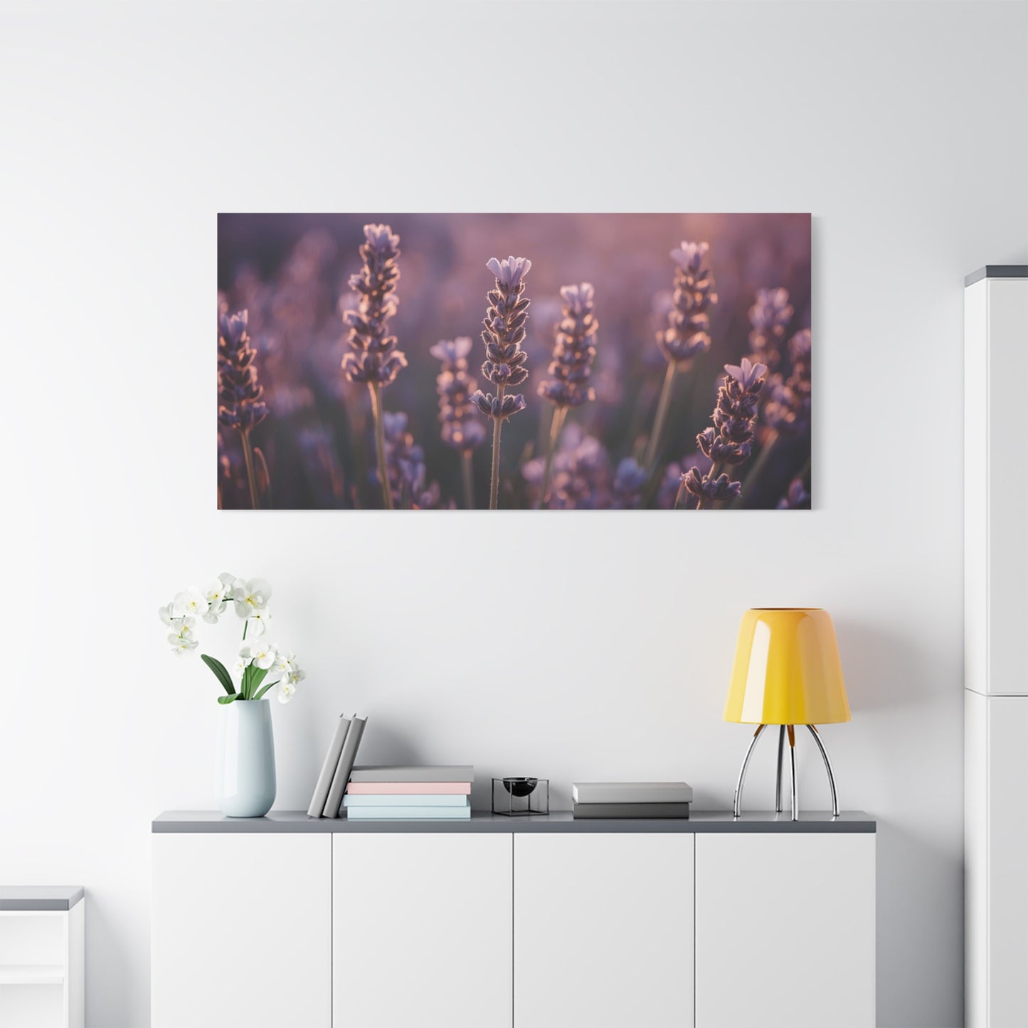 Lavender Field Canvas Art Print - Soft Purple Botanical Art Print, Cotton Matte Decor - Serene Bedroom Accent, Living Room Decoration, Spa Style Interior, Office Display - Living Room Wall Decor
