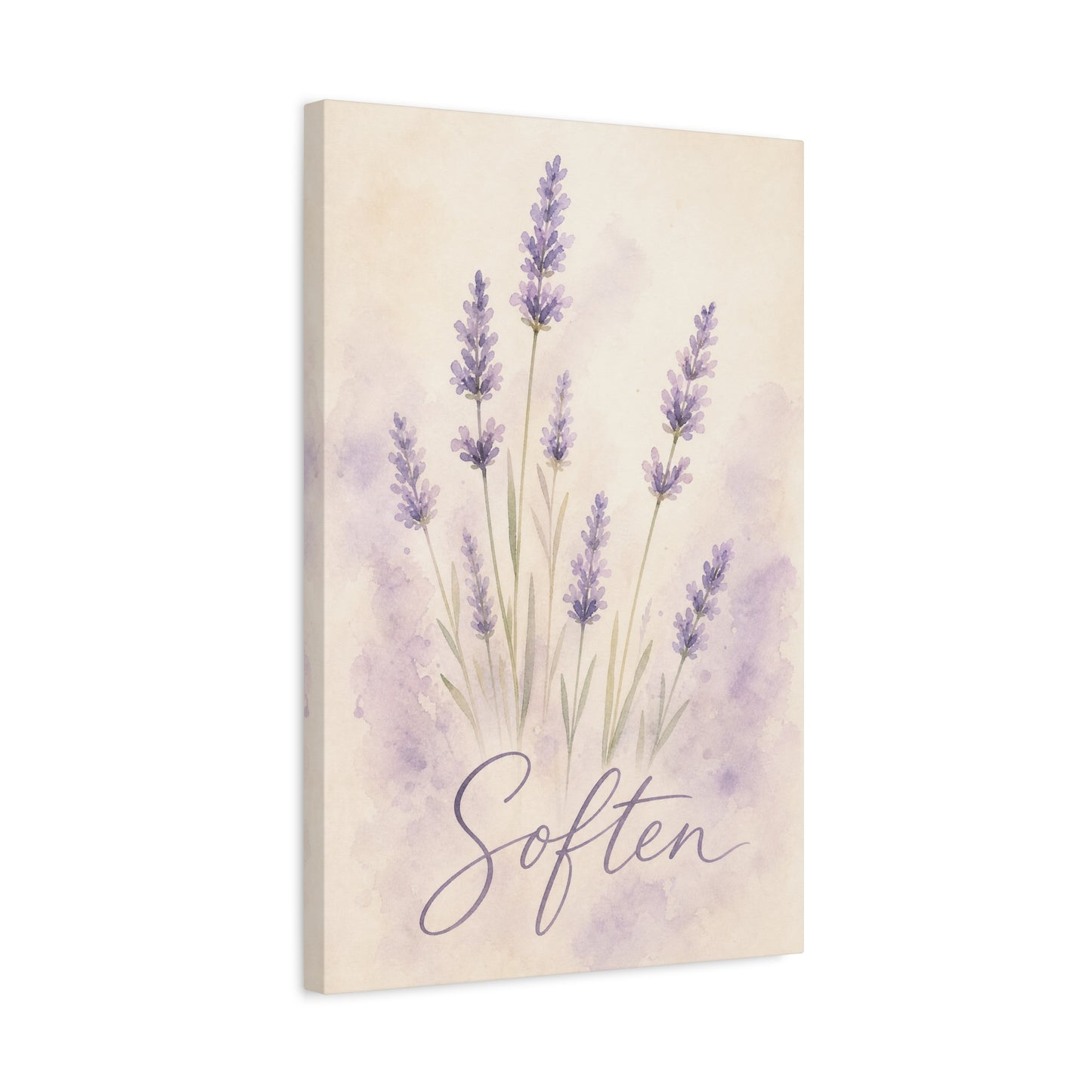 "Soften" Lavender Watercolor Canvas Wall Art - Botanical Floral Purple Wall Decor - Soft Pastel Home Decoration - Bedroom Bathroom Accent - Bedroom Home Decoration - Modern Farmhouse Style