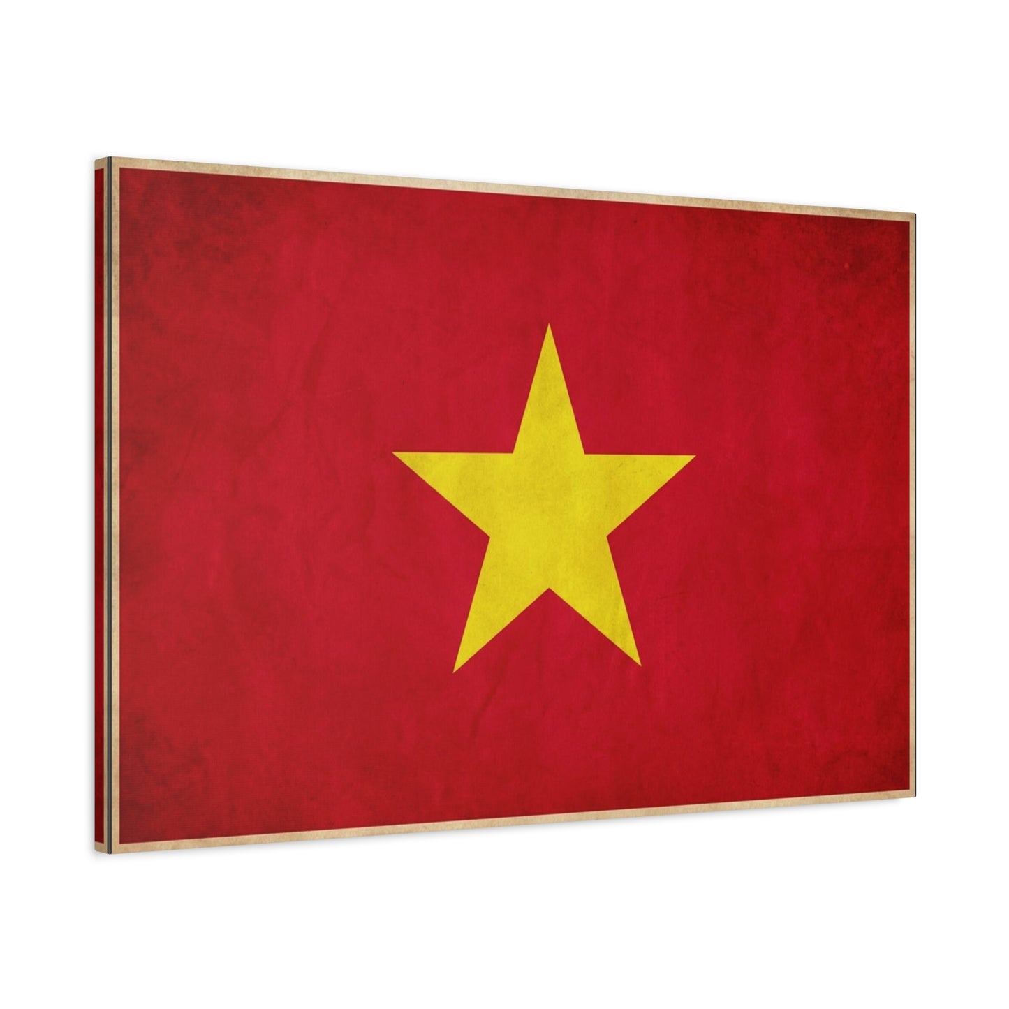 Vietnam Flag Canvas Wall Art - Red Field With Yellow Star Country Pride Decor - Vintage Style Cotton Print - Living Room Wall Decor, Bedroom Home Decoration, Office Art - Bedroom Home Decoration