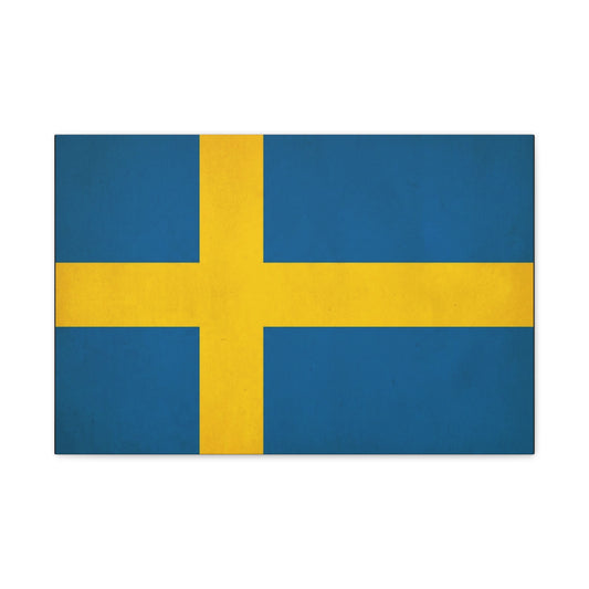 Sweden Flag Canvas Wall Art - Swedish National Flag Print, Blue Yellow Nordic Cross Decor - Minimalist Scandinavian Style - Living Room Wall Decor - Bedroom Home Decoration - Bedroom Home Decoration