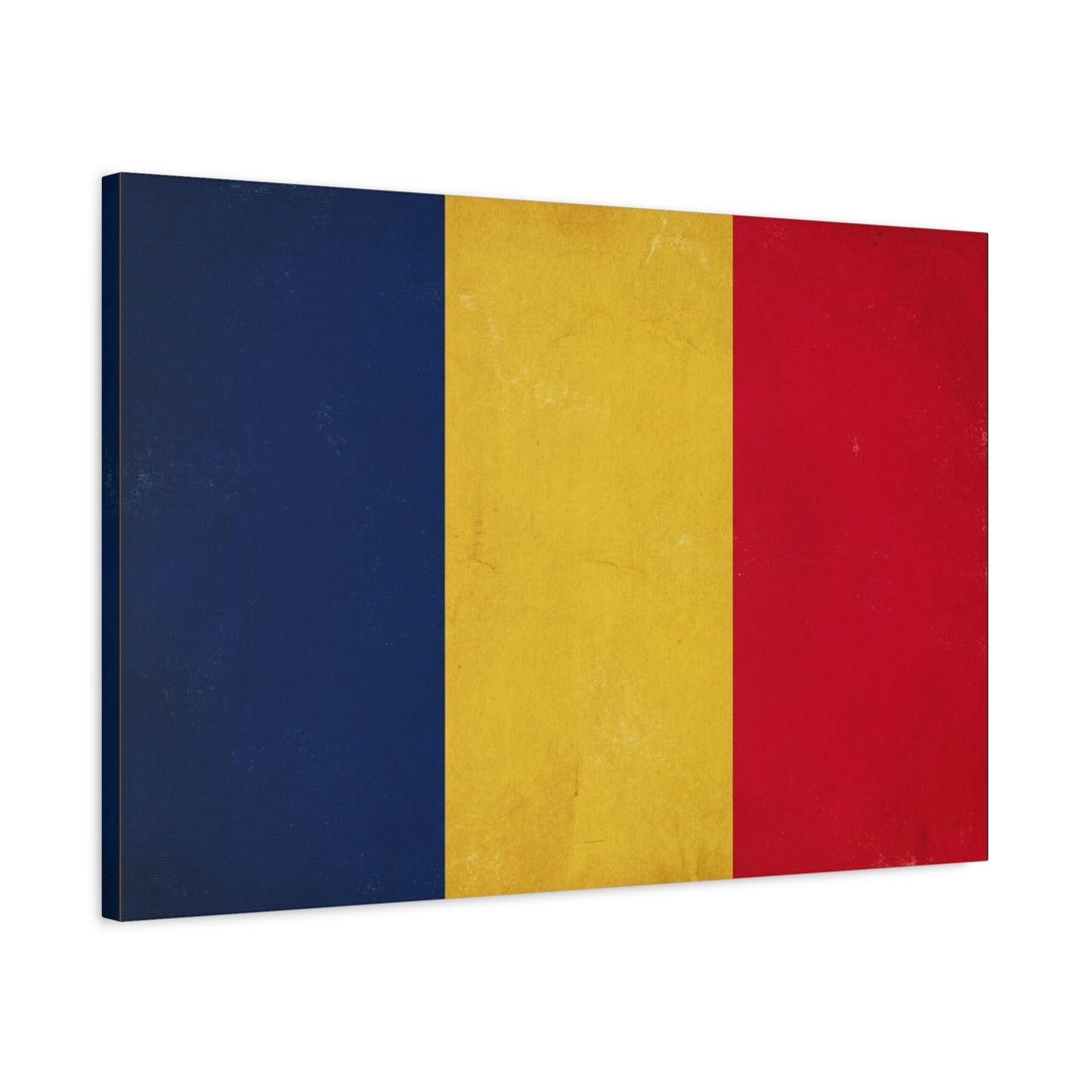 Romania Flag Canvas Wall Art - Vintage Tricolor Country Print, Blue Yellow Red Patriotic Decor - Minimalist Textured Artwork - Living Room Wall Decor - Bedroom Home Decoration - Modern Farmhouse Style