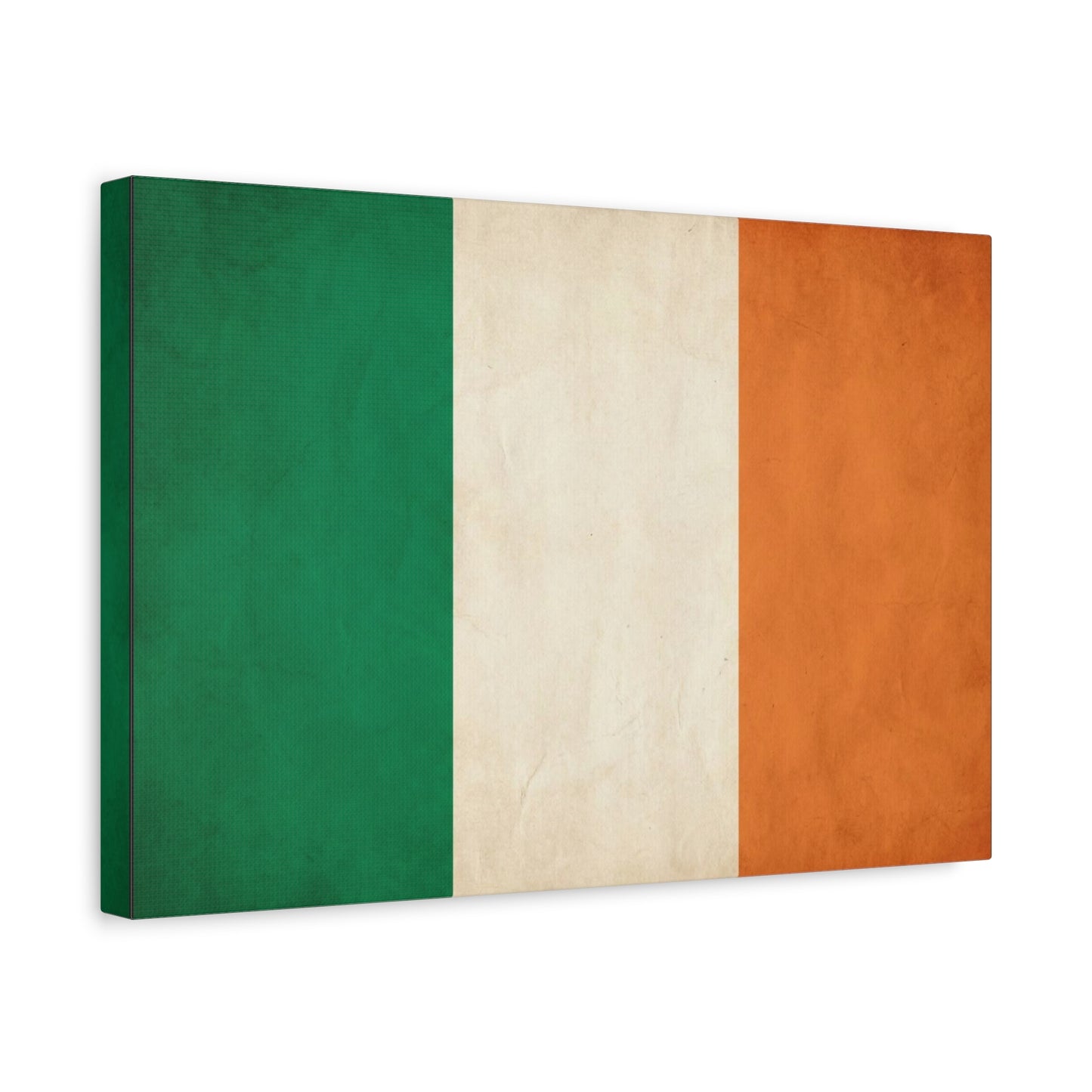 Irish Flag Canvas Wall Art - Vintage Tricolor Ireland Print, Green White Orange Rustic Texture - Minimalist Traditional Style - Living Room Wall Decor, Office Art Accent - Bedroom Home Decoration