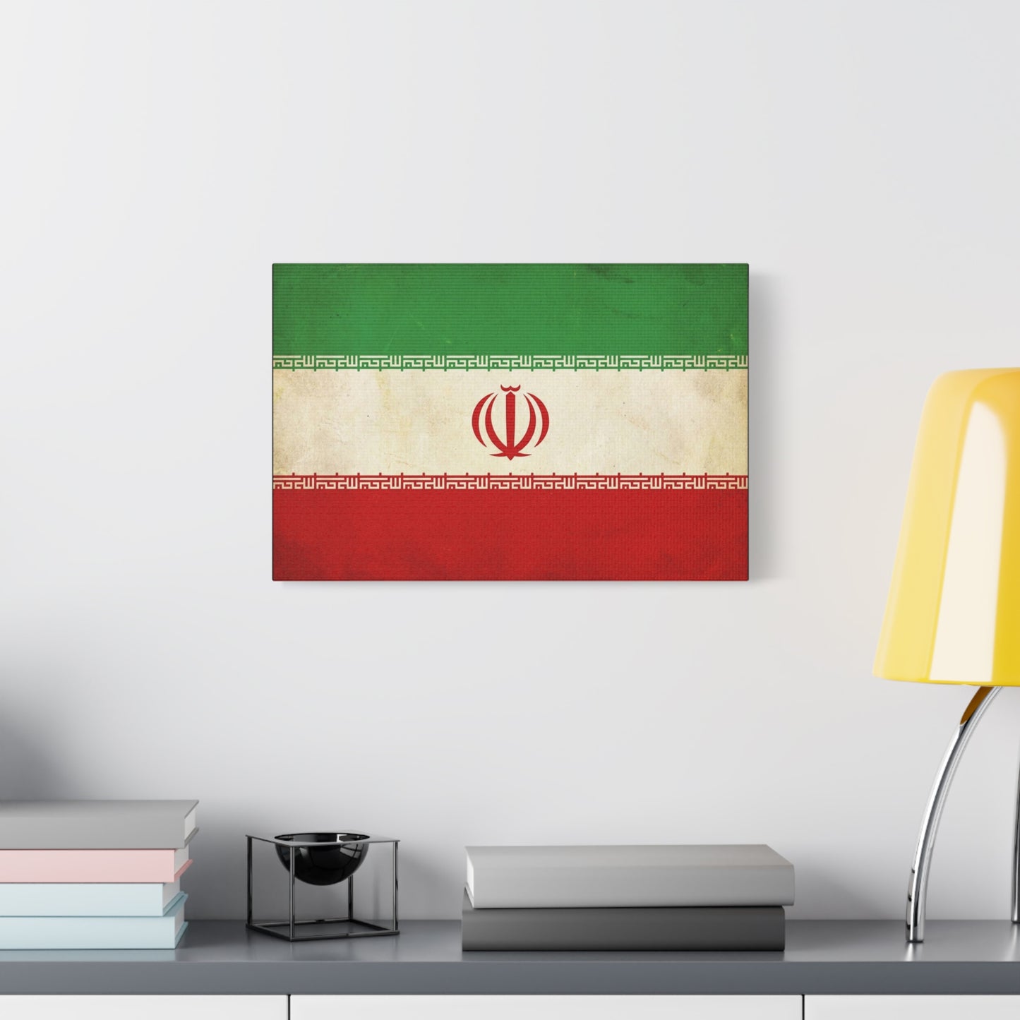 Iran Flag Canvas Wall Art - Vintage Persian Banner Print, Distressed Tricolor Emblem Design - Matte Cotton Artwork - Living Room Wall Decor, Office Art, Dorm Home Accent - Bedroom Home Decoration