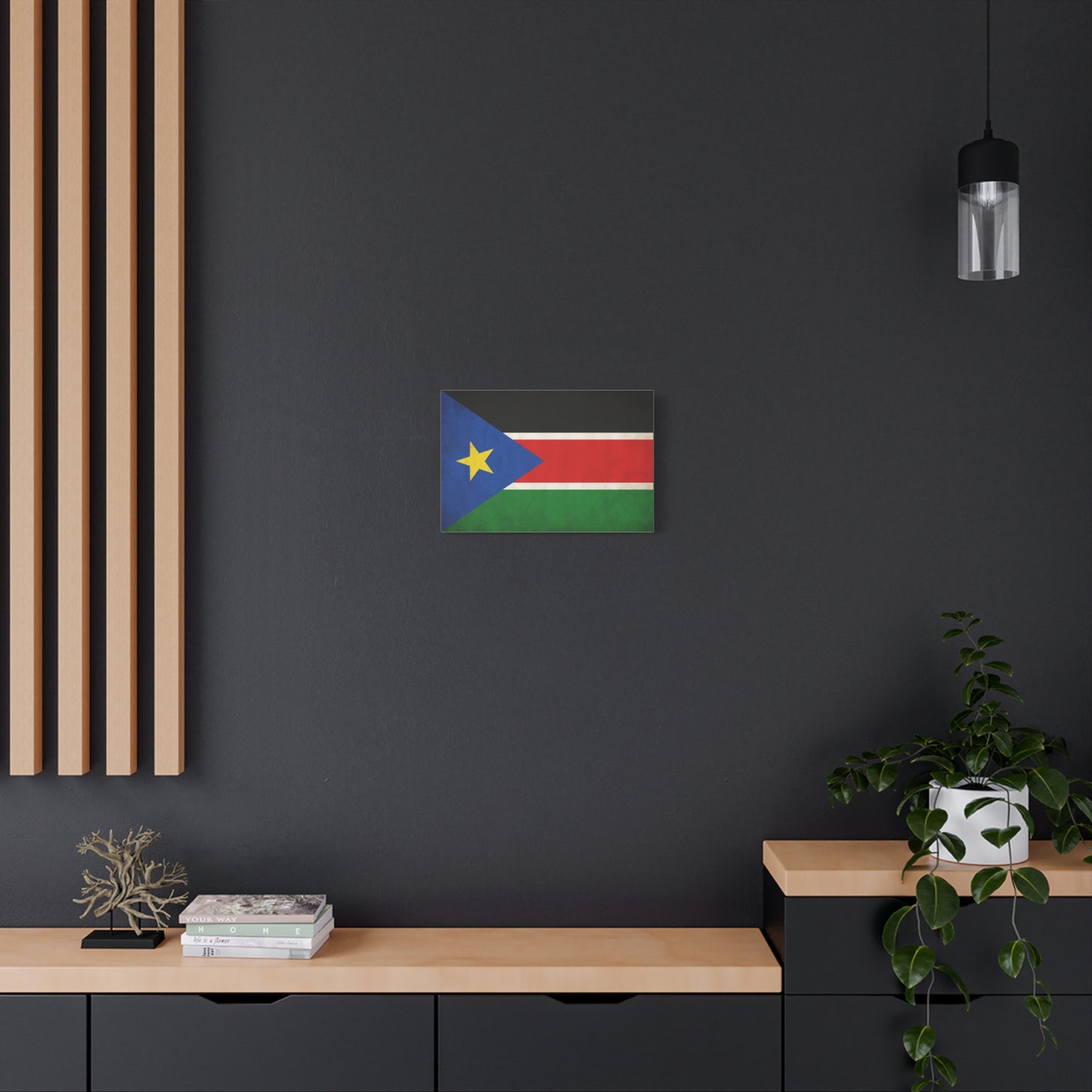 South Sudan Flag Canvas Wall Art - South Sudan Pride Decor, Vintage National Banner Print - Colorful Patriotic Artwork - Living Room Wall Decor, Office Art - Bedroom Home Decoration - Ready to Hang