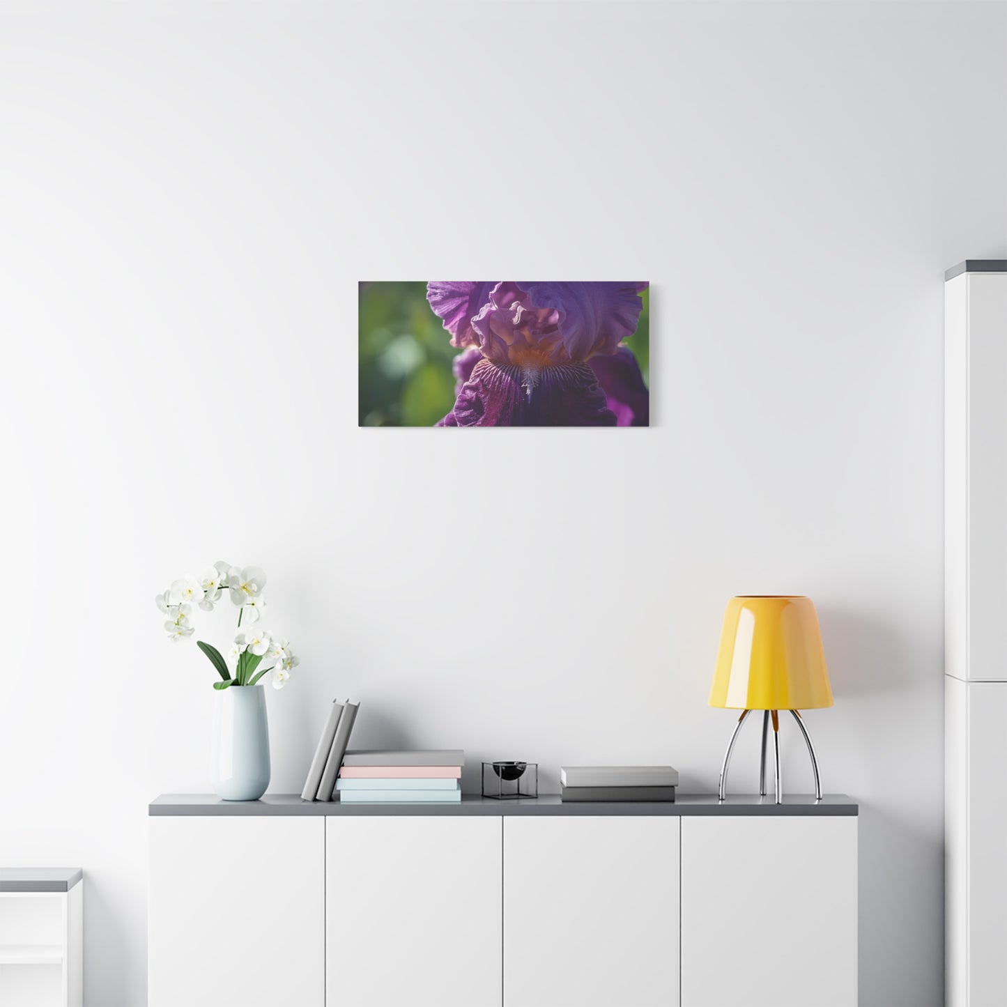 Purple Iris Canvas Wall Art - Floral Macro Art Print, Botanical Canvas Print - Soft Matte Cotton Detail, Contemporary Style - Bedroom Wall Decor, Living Room Home Accent - Bedroom Home Decoration