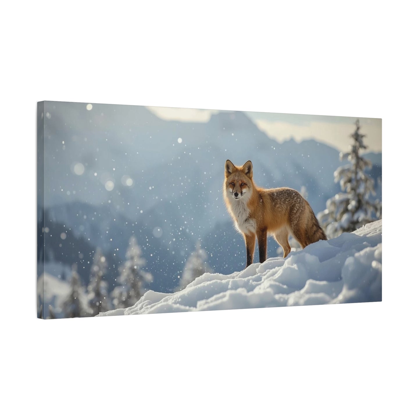 Red Fox Canvas Wall Art - Winter Wildlife Snow Landscape Print, Nature Home Decor, Matte Cotton Artwork, Rustic Contemporary Style For Living Room Bedroom Office - Living Room Wall Decor