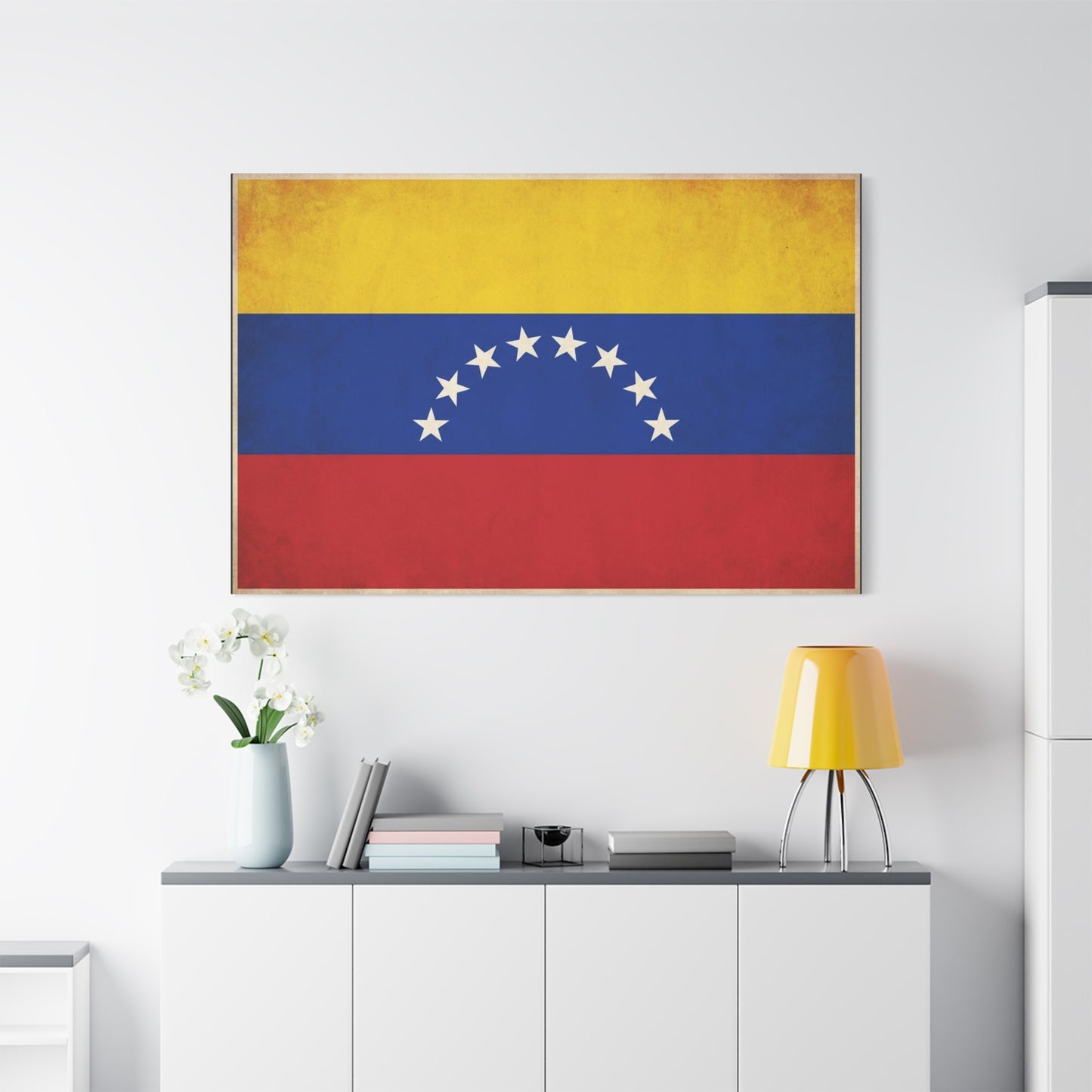 Venezuela Flag Canvas Wall Art - Vintage Venezuelan Pride Decor, Patriotic Country Banner Print - Textured Tricolor Design - Living Room Wall Decor, Office Art - Bedroom Home Decoration