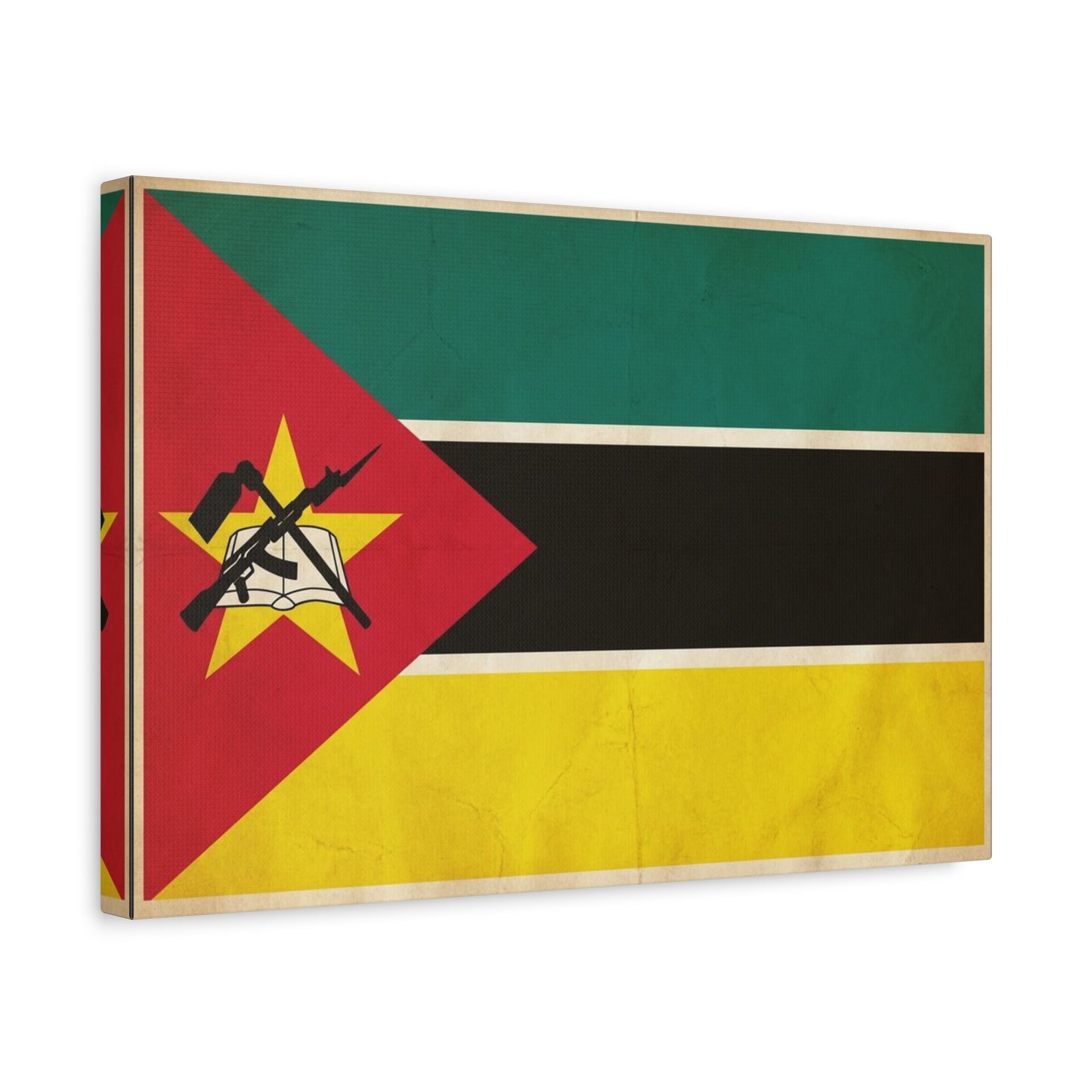 Mozambique Flag Canvas Wall Art - Vintage National Banner Print, Patriotic Home Decor, Cultural Wall Hanging, Living Room Decoration, Office Accent - Bedroom Home Decoration - Modern Farmhouse Style
