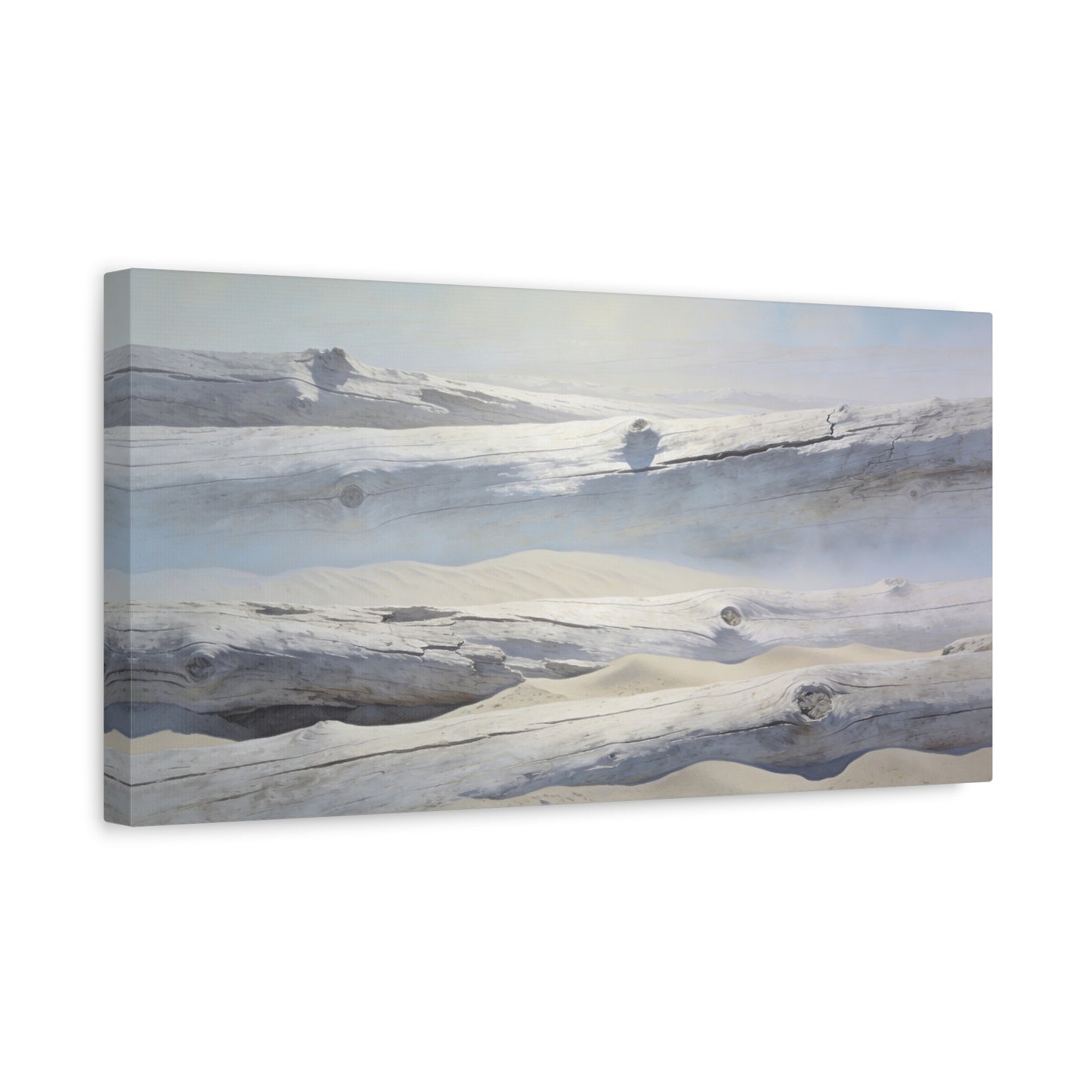 Driftwood Beach Canvas Wall Art - Coastal Sand Dunes Art Print, Soft Blue Beige Neutral Tones - Minimalist Coastal Style - Living Room Wall Decor, Bedroom Home Decoration - Ready to Hang