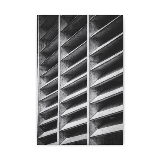 Black And White Brutalist Architecture Canvas Wall Art - Concrete Facade Art Print, Minimalist Contemporary Style - Modern Office Wall Decor, Living Room Home Decoration - Bedroom Home Decoration
