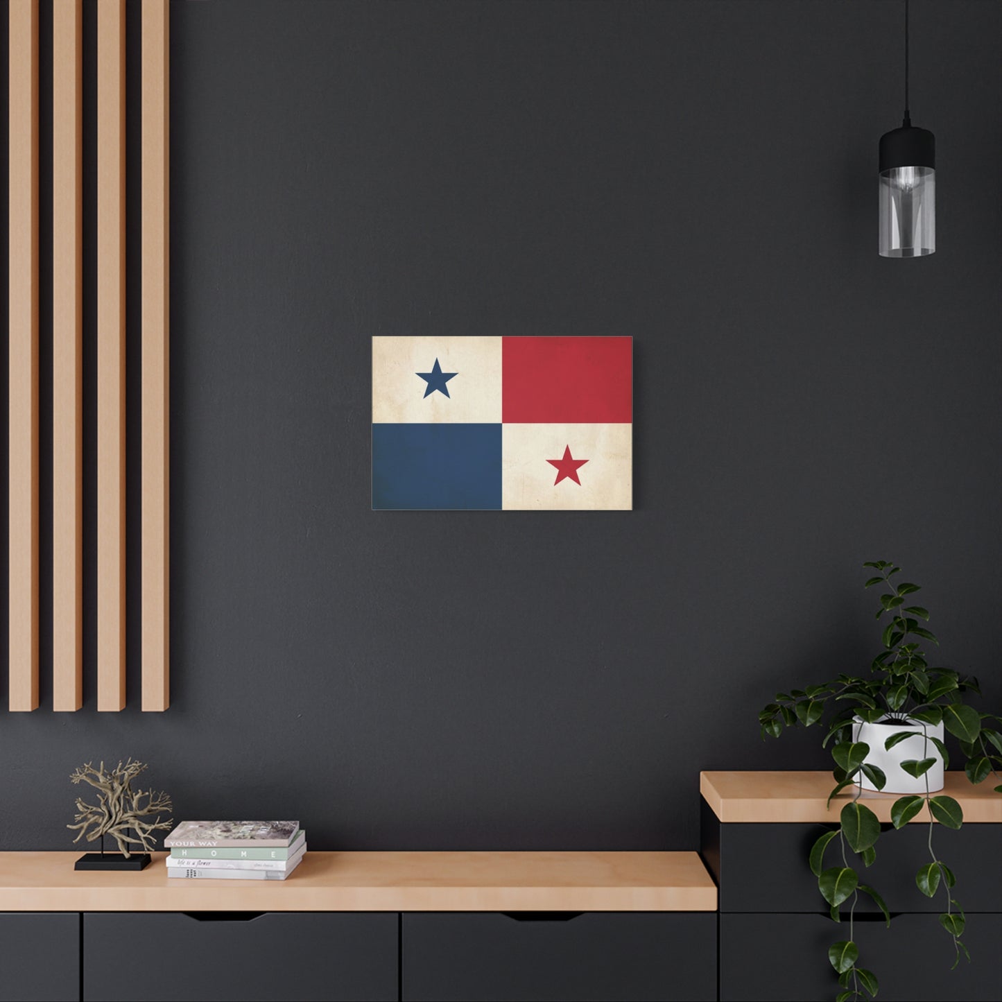 Panama Flag Canvas Wall Art - Vintage Republic Banner Print, Patriotic Red White Blue Star Design - Traditional Style Wall Decor - Living Room Home Decoration, Office Accent - Bedroom Home Decoration