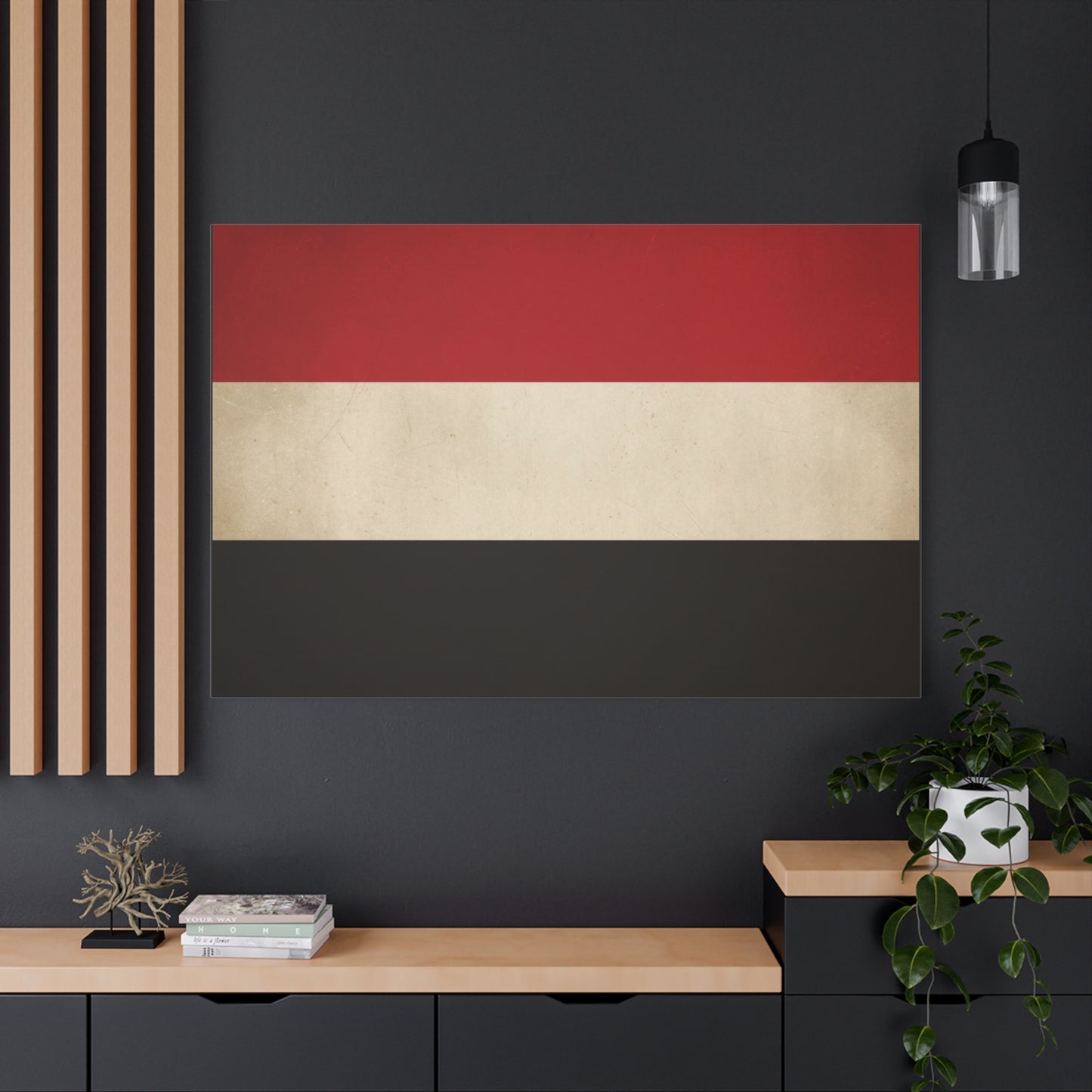 Yemen Flag Canvas Wall Art - Red White Black Horizontal Banner Print - Minimalist Patriotic Artwork - Contemporary Wall Decor For Living Room Bedroom Office Display - Bedroom Home Decoration