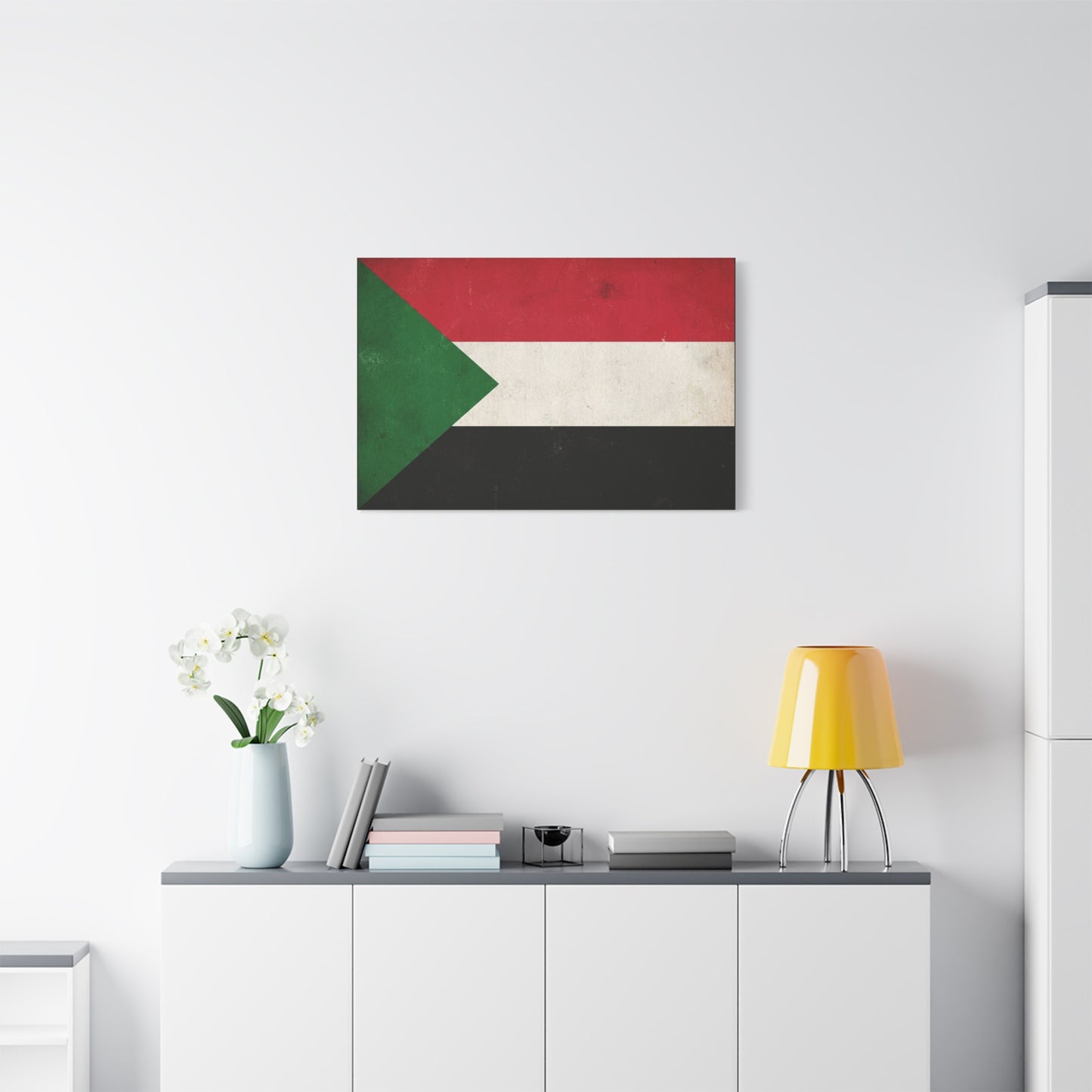 Sudan Flag Canvas Wall Art - Vintage National Flag Print, Distressed Patriotic Decor - Minimalist Graphic Cotton Canvas - Living Room Wall Decor, Office Art - Bedroom Home Decoration - Ready to Hang