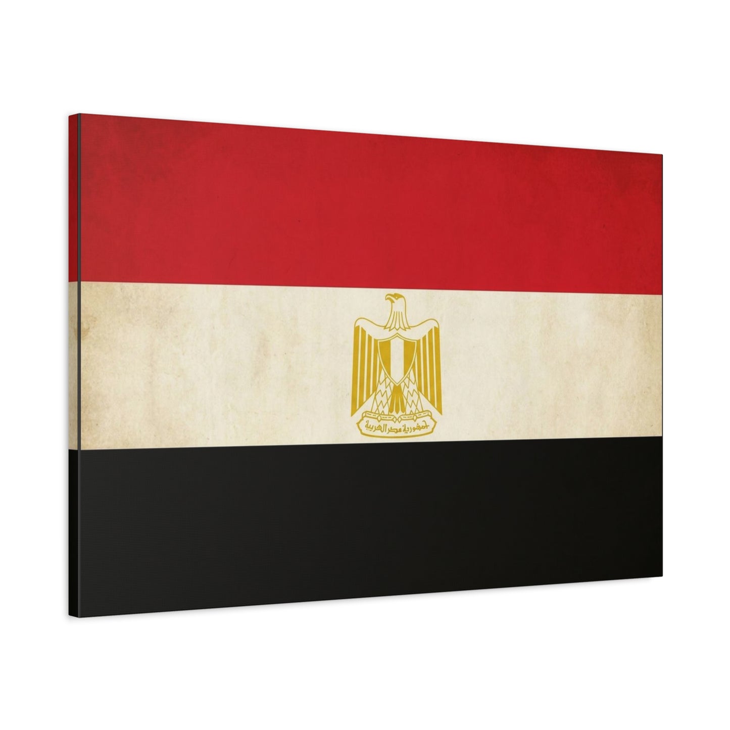 Egypt Flag Canvas Wall Art - Vintage Egyptian Eagle Emblem Print, Patriotic Red White Black Banner - Traditional National Decor - Living Room Home Decoration - Living Room Wall Decor - Ready to Hang