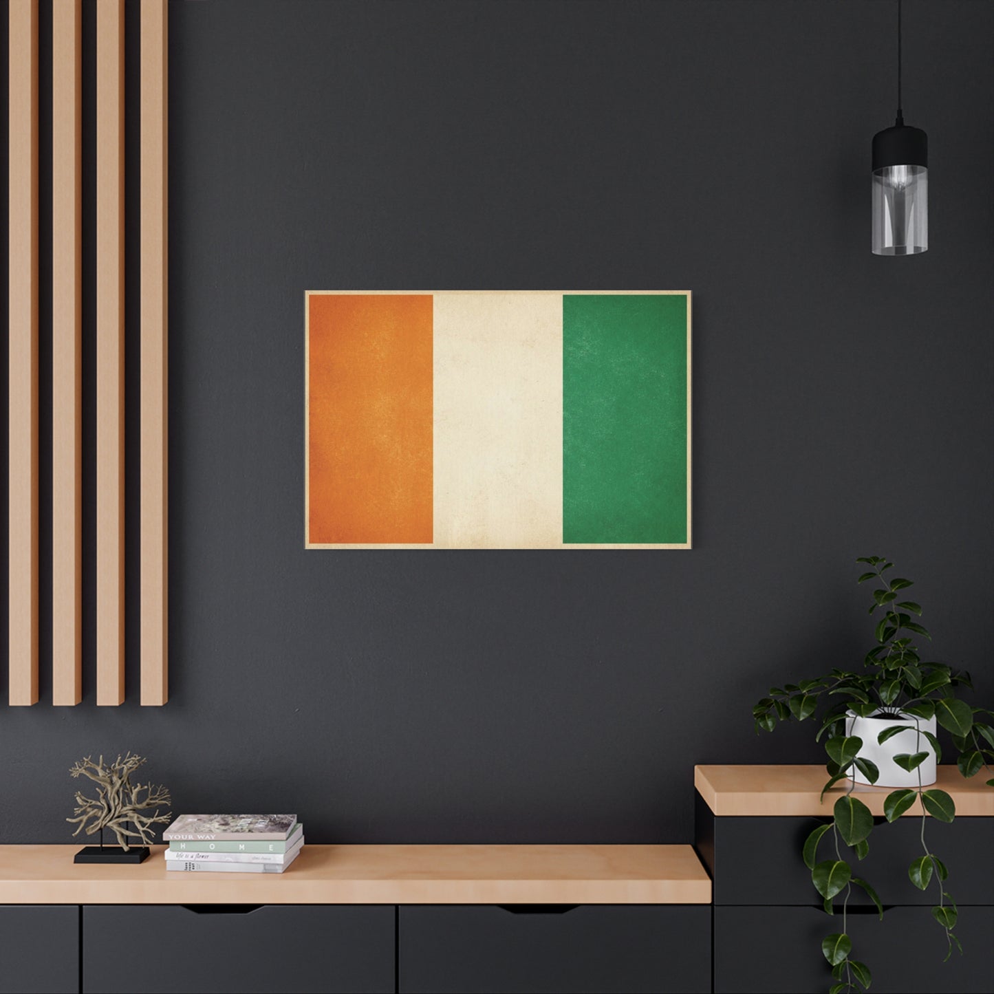 Irish Flag Canvas Wall Art - Vintage Tricolor Ireland Print, Green White Orange Decor - Minimalist Patriotic Artwork - Living Room Wall Decor, Bedroom Home Decoration - Bedroom Home Decoration