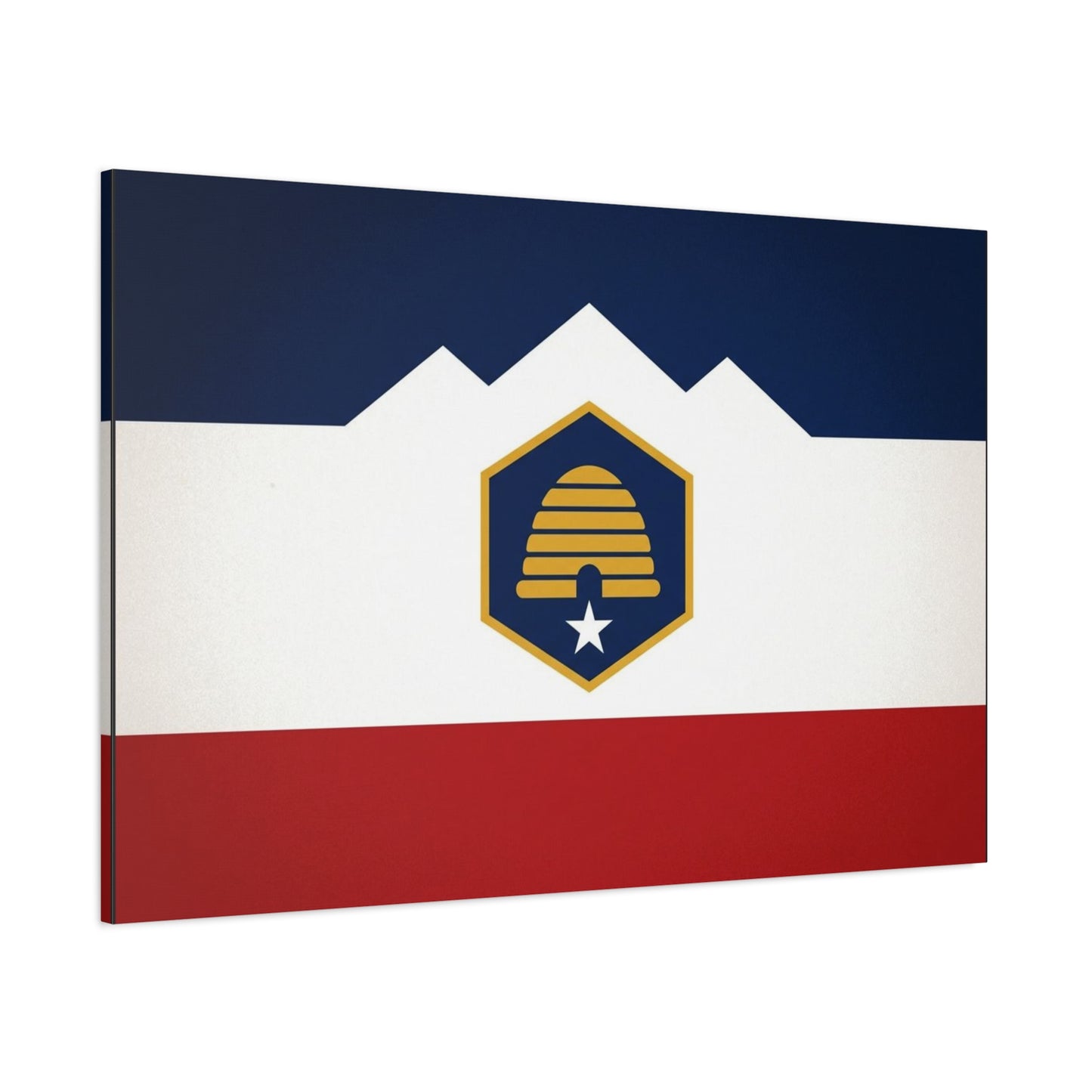 Acadia Flag Canvas Wall Art - Maine State Pride Print, Blue White Red Emblem Design - Minimalist Geometric Style - Living Room Decor, Office Wall Hanging - Bedroom Home Decoration - Ready to Hang