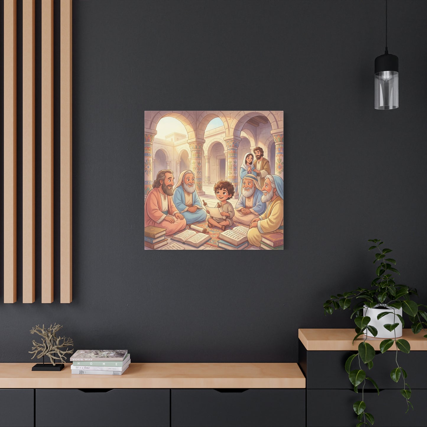 Young Jesus Teaching In Temple Canvas Wall Art - Biblical Child Scripture Scene, Cotton Print - Traditional Religious Decor For Nursery, Bedroom, Sunday School, Living Room Home Accent - Ready to Hang