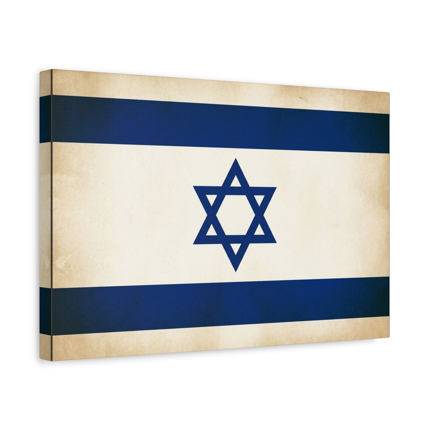 Israel Flag Canvas Wall Art - Vintage Blue And White Star Of David Decor - Matte Minimalist Jewish Home Decoration - Living Room Wall Decor, Bedroom Accent - Bedroom Home Decoration - Ready to Hang