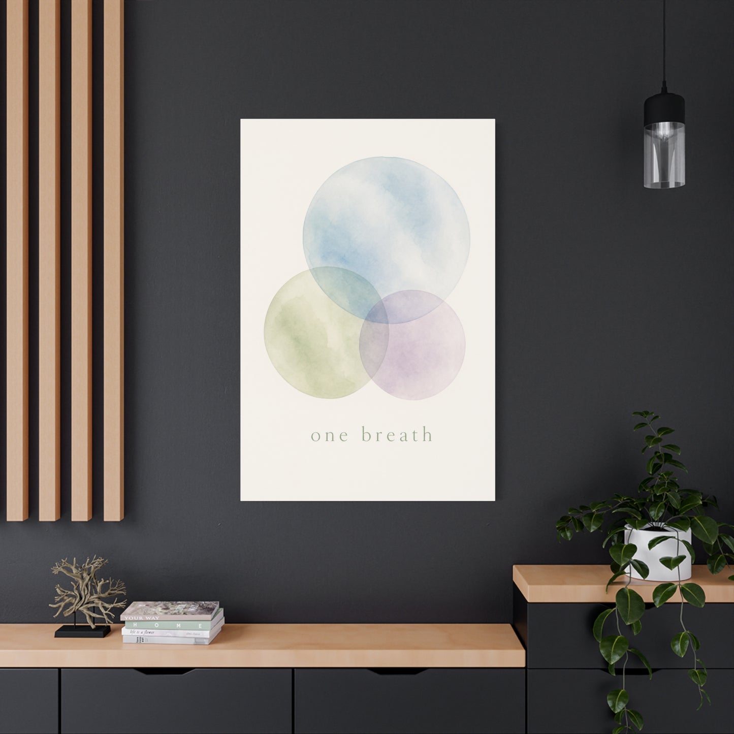 "One Breath" Abstract Canvas Wall Art - Pastel Watercolor Circles, Minimalist Geometric Print - Calming Modern Decor, Bedroom Meditation Space, Living Room Home Decoration - Living Room Wall Decor