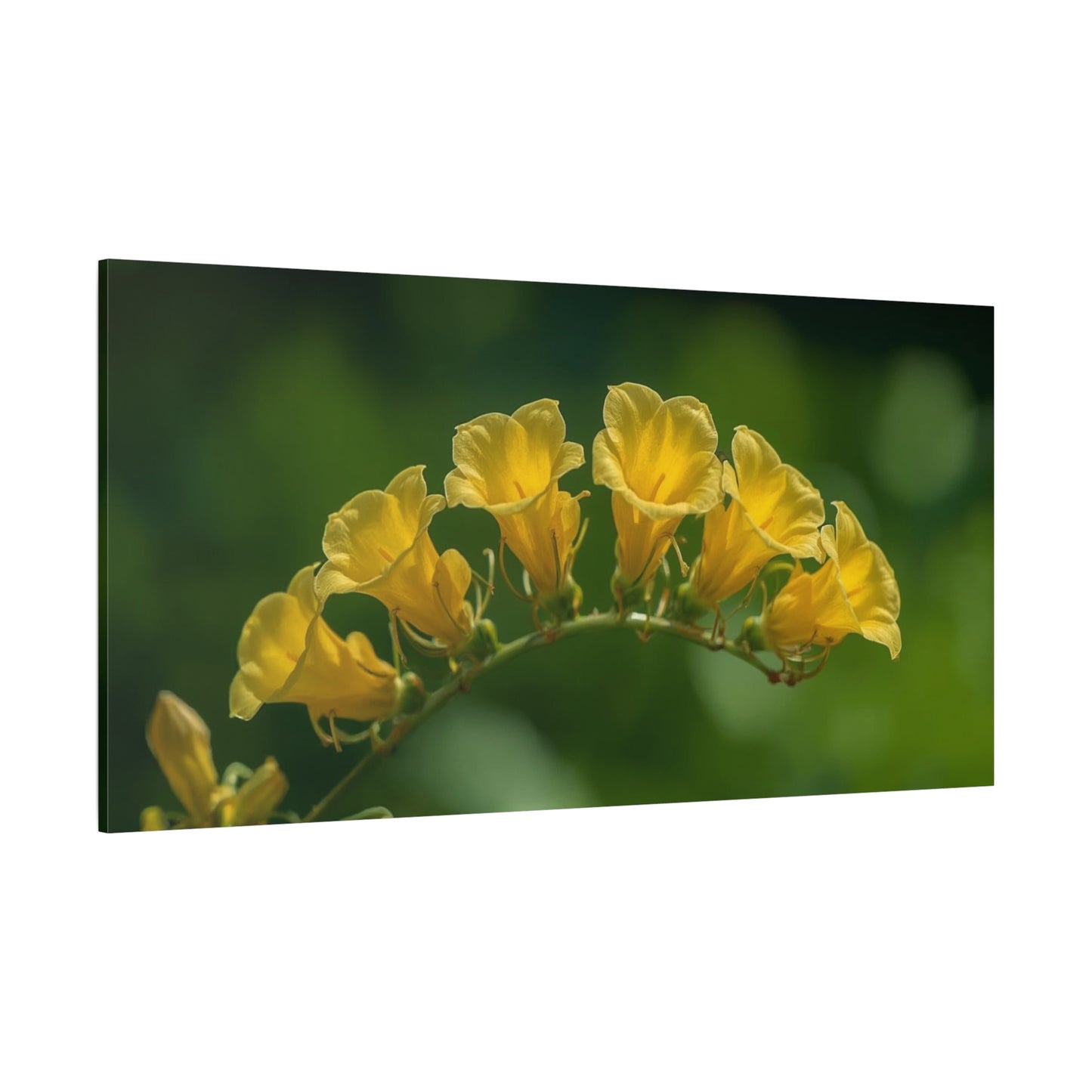 Yellow Trumpet Flower Canvas Wall Art - Botanical Macro Floral Art Print, Matte Cotton Print - Contemporary Nature Style - Bedroom Wall Decor, Living Room Home Accent - Bedroom Home Decoration