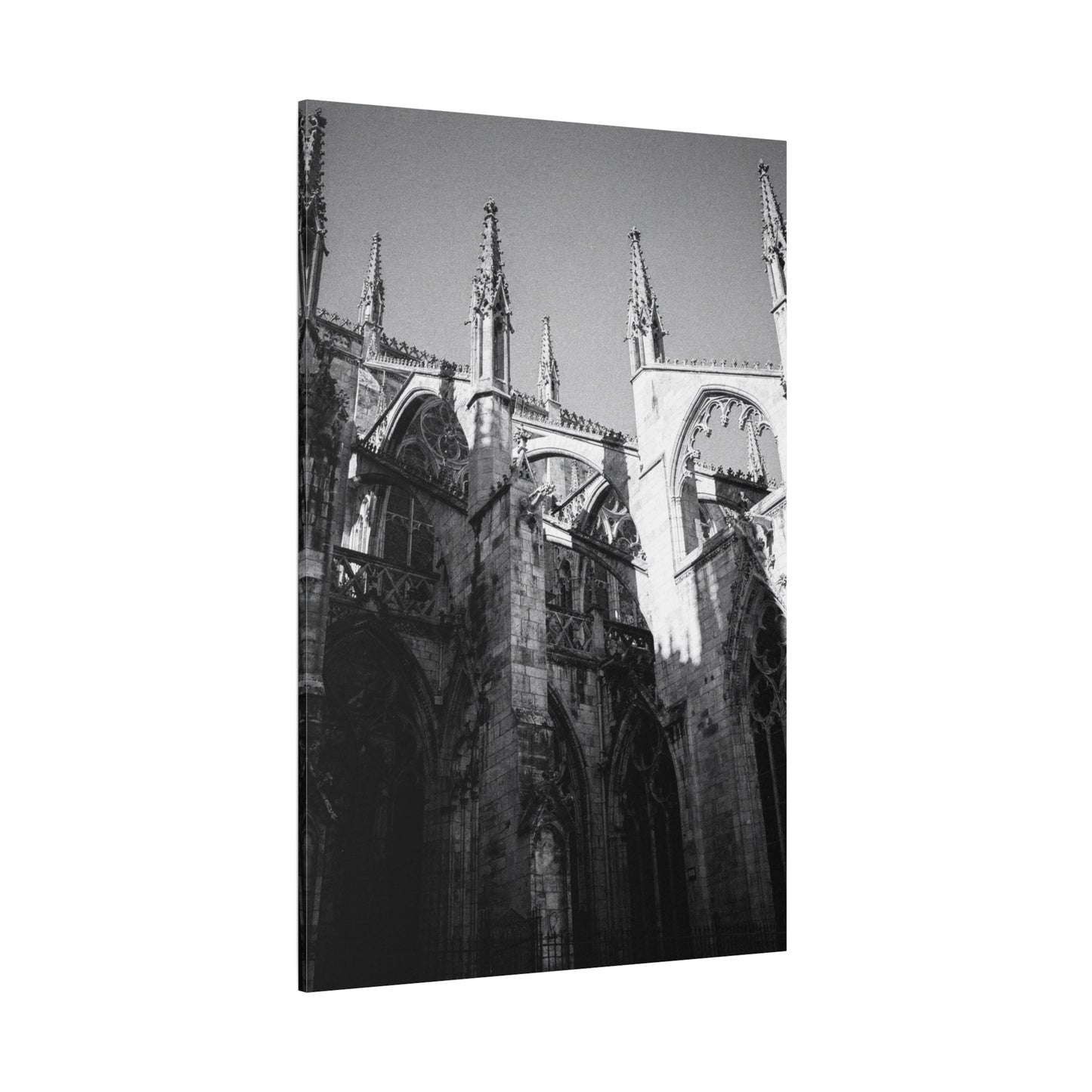 Gothic Cathedral Architecture Canvas Wall Art - Black And White Art Print - Vintage Stone Arches, Spires - Moody Traditional Style - Living Room Wall Decor Office Art - Modern Farmhouse Style