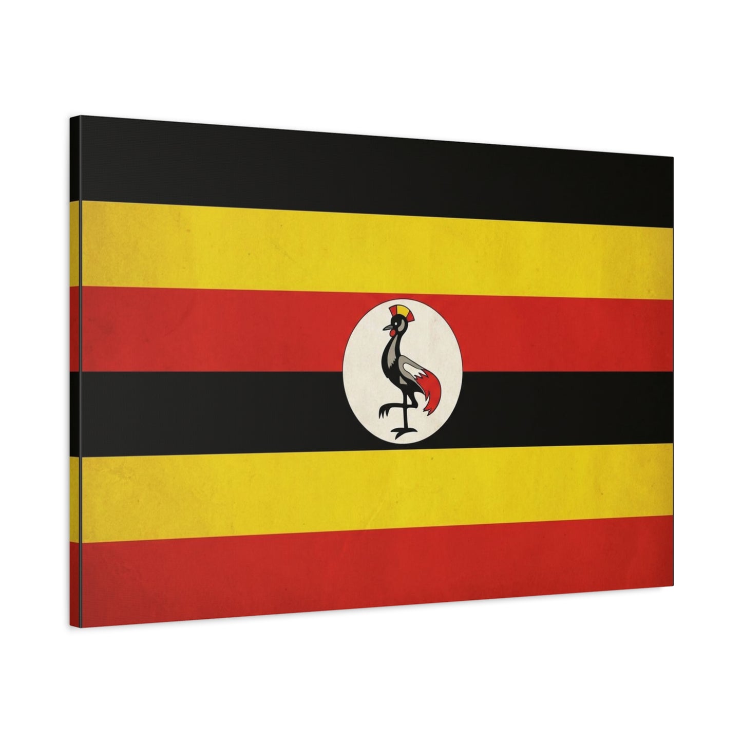 Uganda Flag Canvas Wall Art - Crested Crane National Flag Print, Patriotic Heritage Decor - Bold Tricolor Cotton Canvas - Modern Living Room Decoration - Living Room Wall Decor - Cozy Reading Nook Art