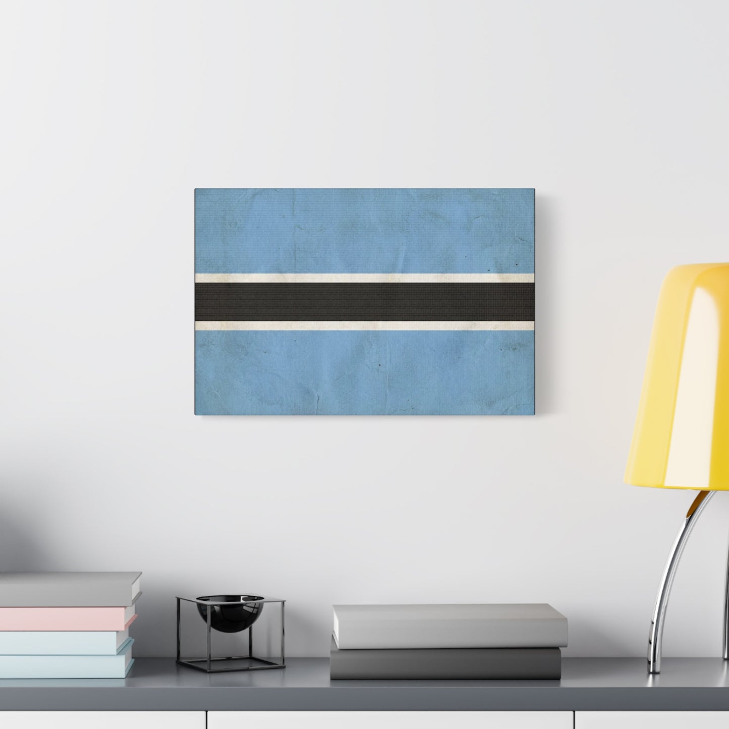 Botswana Flag Canvas Wall Art - Blue Black White Stripe National Print - Minimalist Patriotic Decor, Contemporary Wall Hanging, Living Room Home Decoration - Bedroom Home Decoration - Ready to Hang