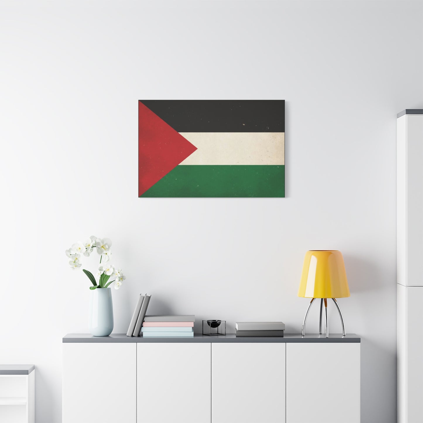 Palestine Flag Canvas Wall Art - Vintage Palestinian Flag Print, Patriotic Red Black White Green Design - Minimalist Cultural Decor - Living Room Bedroom Office Wall Decor - Bedroom Home Decoration