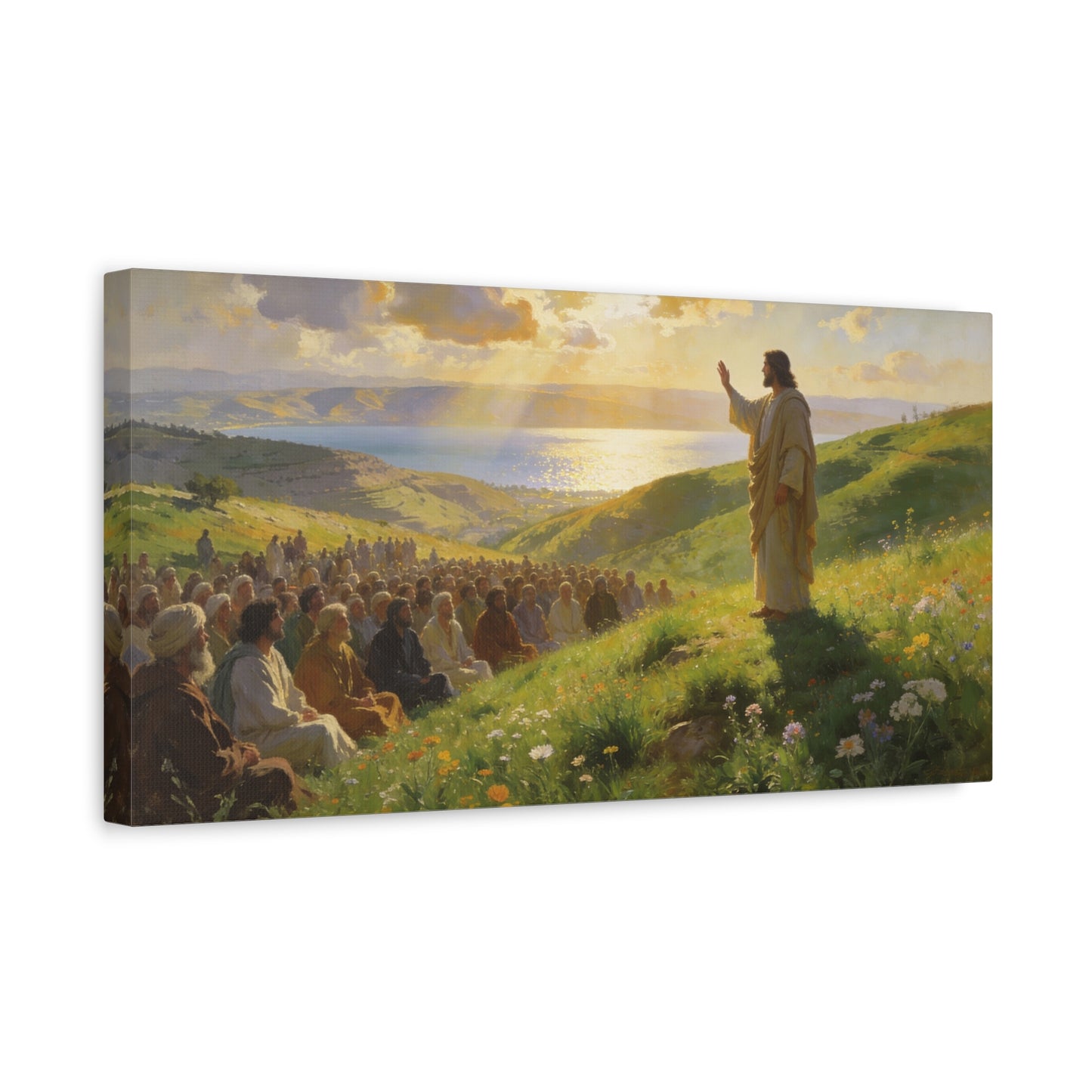Jesus Christ Sermon On The Mount Canvas Wall Art - Religious Landscape Painting, Christian Home Decor, Matte Finish Canvas Print, Living Room Wall Decor, Bedroom Decoration - Bedroom Home Decoration
