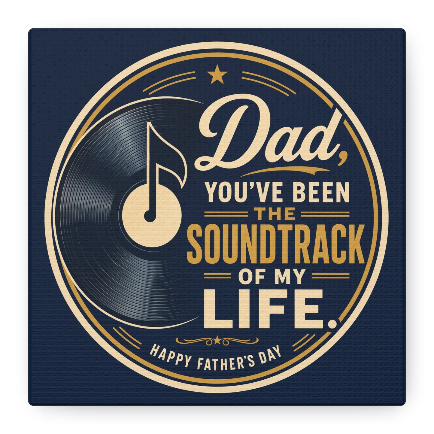 "Dad" - Vinyl Record Music Quote Print - Navy Gold Typography Style - Living Room Wall Decor - Ready to Hang
