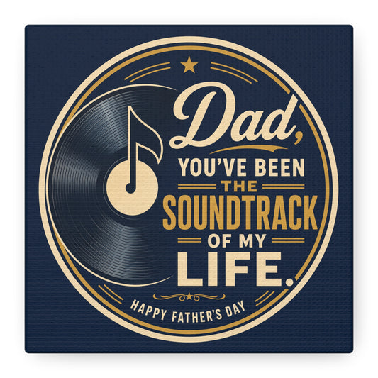"Dad" - Vinyl Record Music Quote Print - Navy Gold Typography Style - Living Room Wall Decor - Ready to Hang