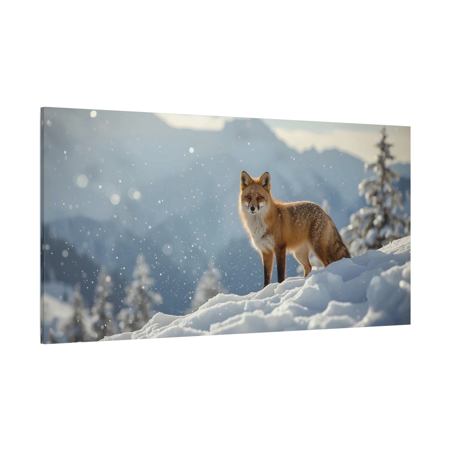 Red Fox Canvas Wall Art - Winter Wildlife Snow Landscape Print, Nature Home Decor, Matte Cotton Artwork, Rustic Contemporary Style For Living Room Bedroom Office - Living Room Wall Decor