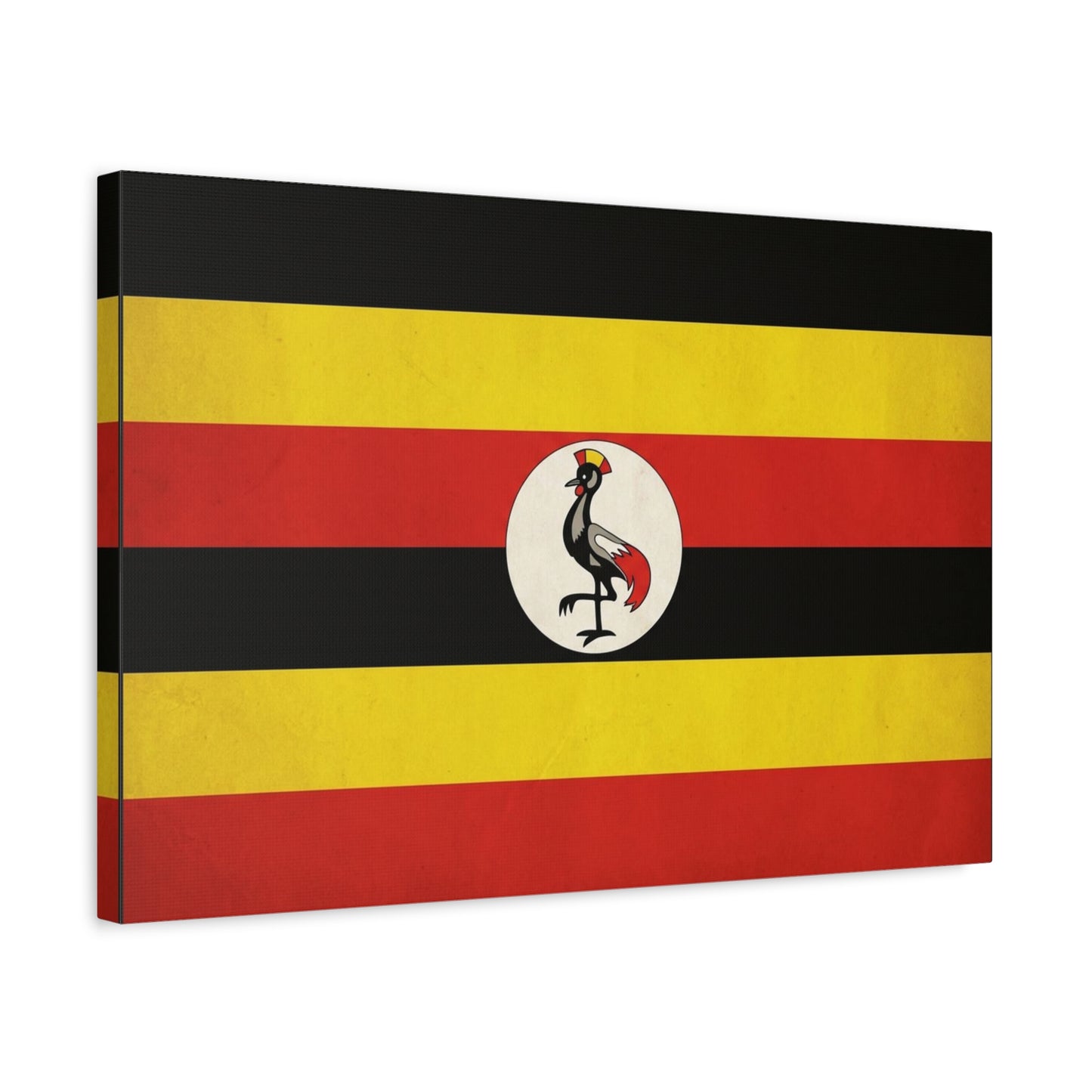 Uganda Flag Canvas Wall Art - Crested Crane National Flag Print, Patriotic Heritage Decor - Bold Tricolor Cotton Canvas - Modern Living Room Decoration - Living Room Wall Decor - Cozy Reading Nook Art